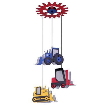 etc-shop LED Pendelleuchte, Leuchtmittel inklusive, Warmweiß, Pendellampe Kinderzimmerleuchte Traktor bunt 3xLED 3000K H 120 cm