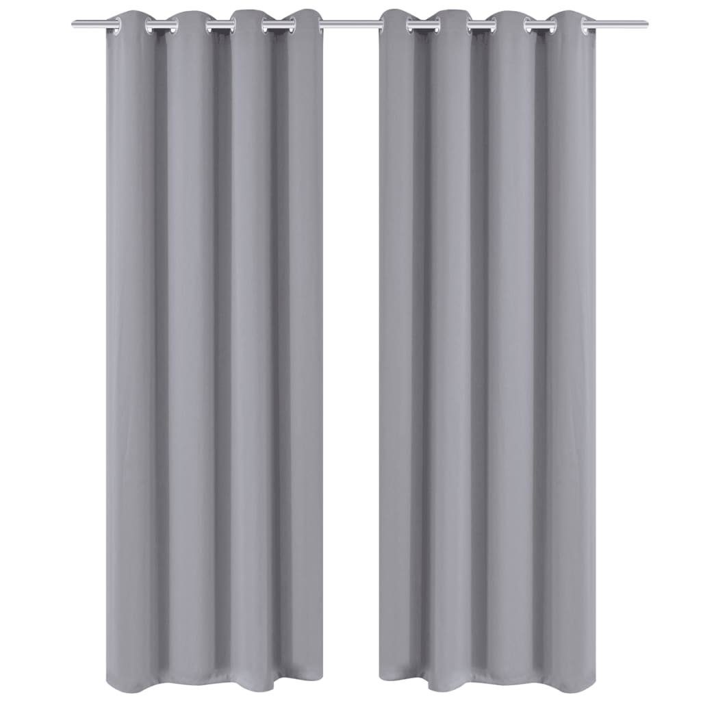 Vorhang Verdunkelungs-Vorhänge mit Metallringen 135 x 245 cm Grau blackout, vidaXL, (2 St)