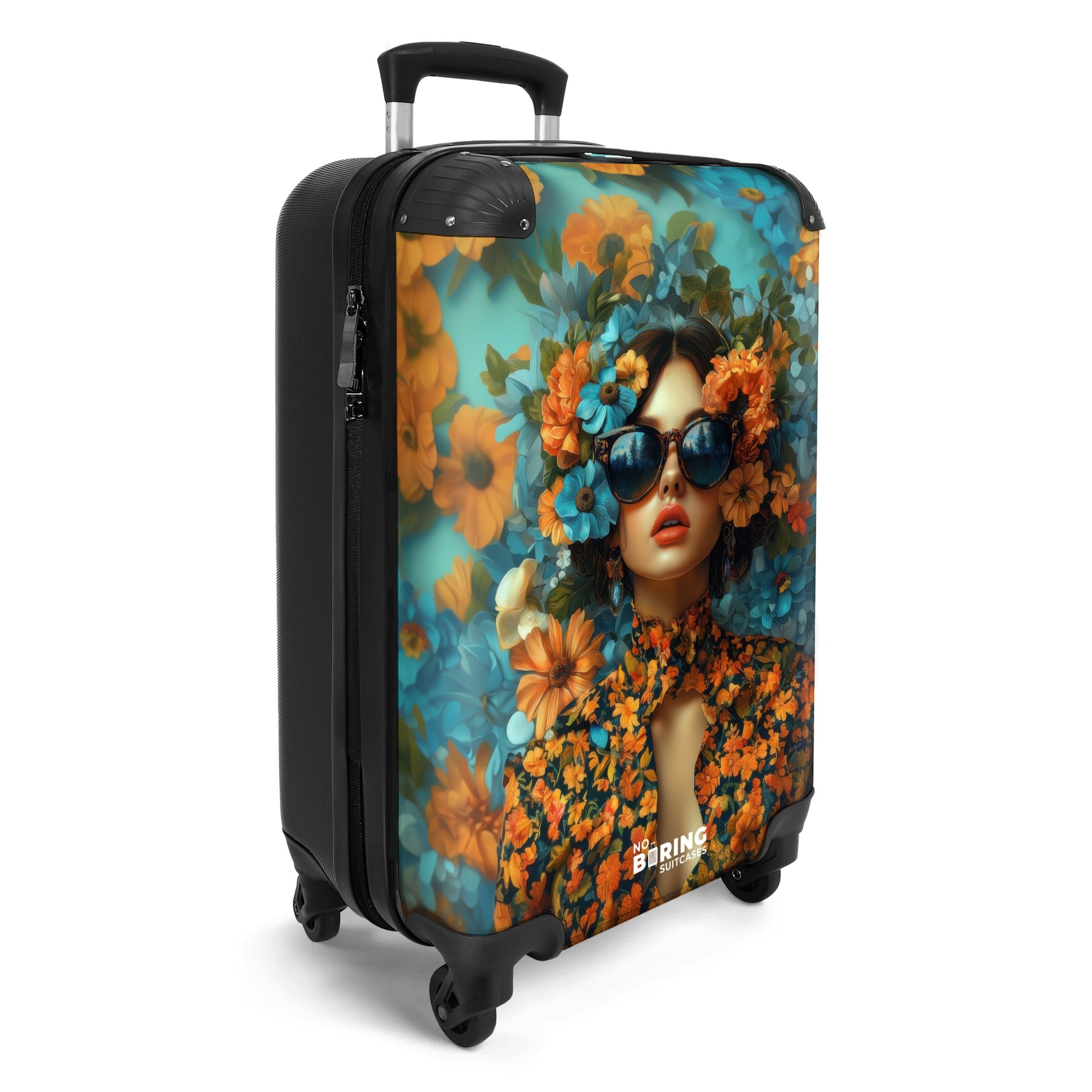 NoBoringSuitcases.com© Hartschalen-Trolley Frau mit Blumen und günstig online kaufen