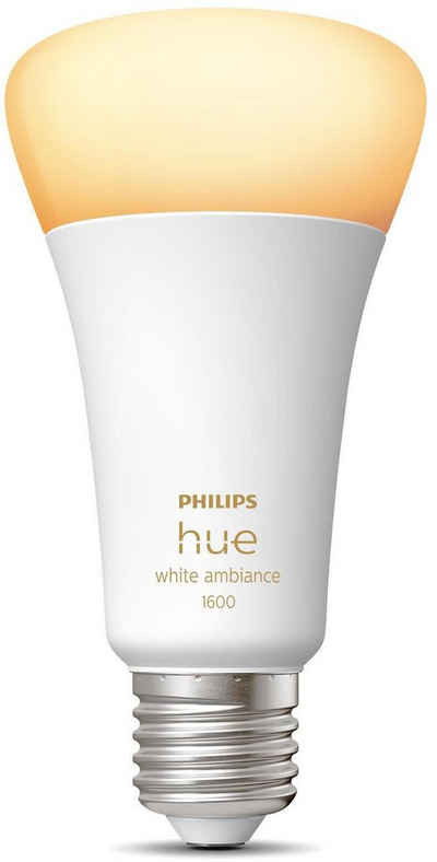 Philips Hue White Ambiance E27 Einzelpack 1100lm 100W LED-Leuchtmittel, E27, 1 St., Warmweiß, CCT-Farbtemperatursteuerung - warmweiß bis tageslichtweiß
