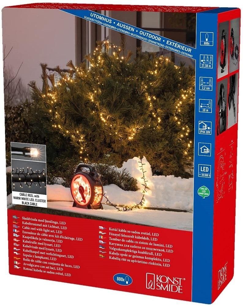 KONSTSMIDE LED-Lichterkette 3848-100 Micro LED Kabelaufroller 800 warmweiss