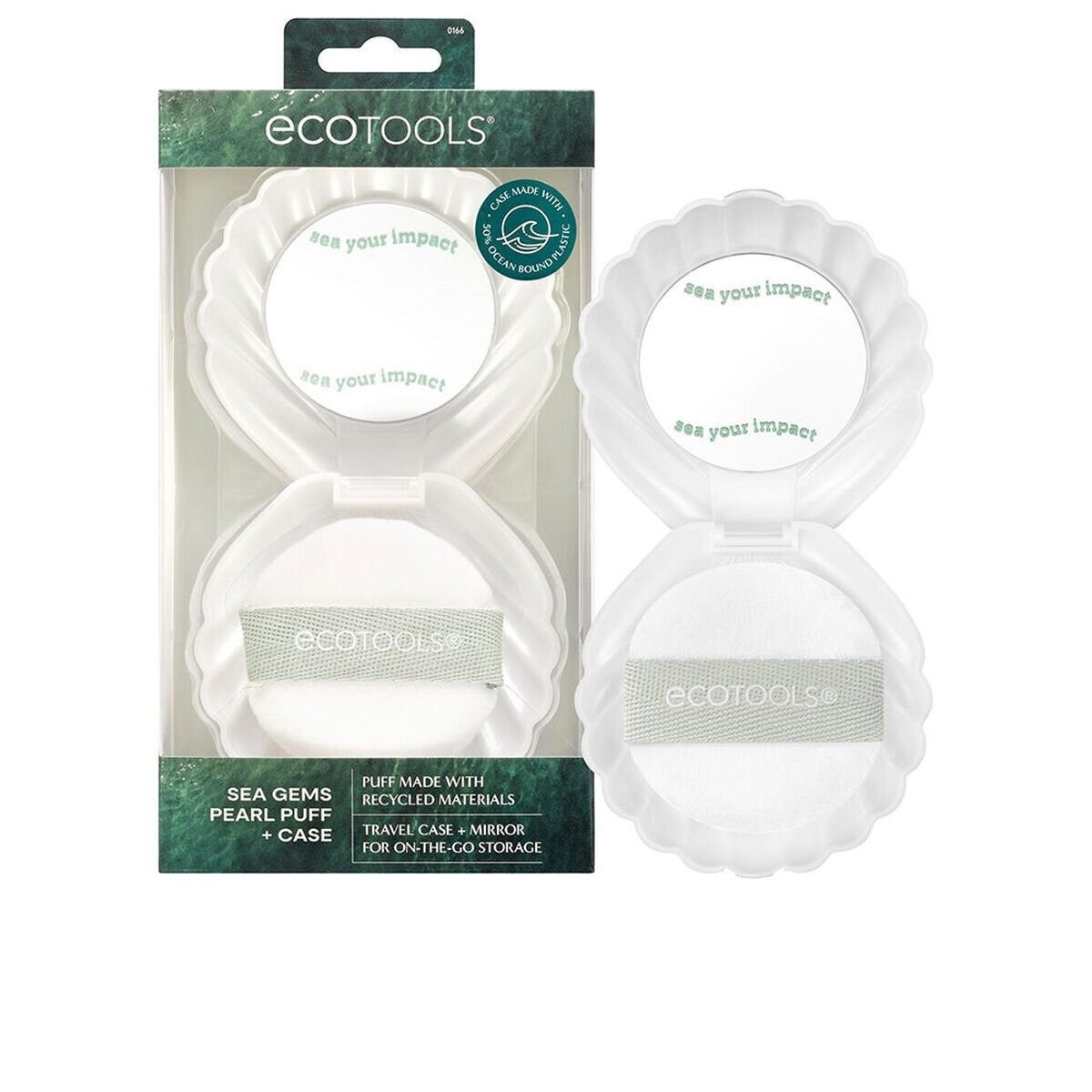 Ecotools Puderquaste SEA GEMS PEARL PUFF Schminkpuff mit Etui und Spiegel