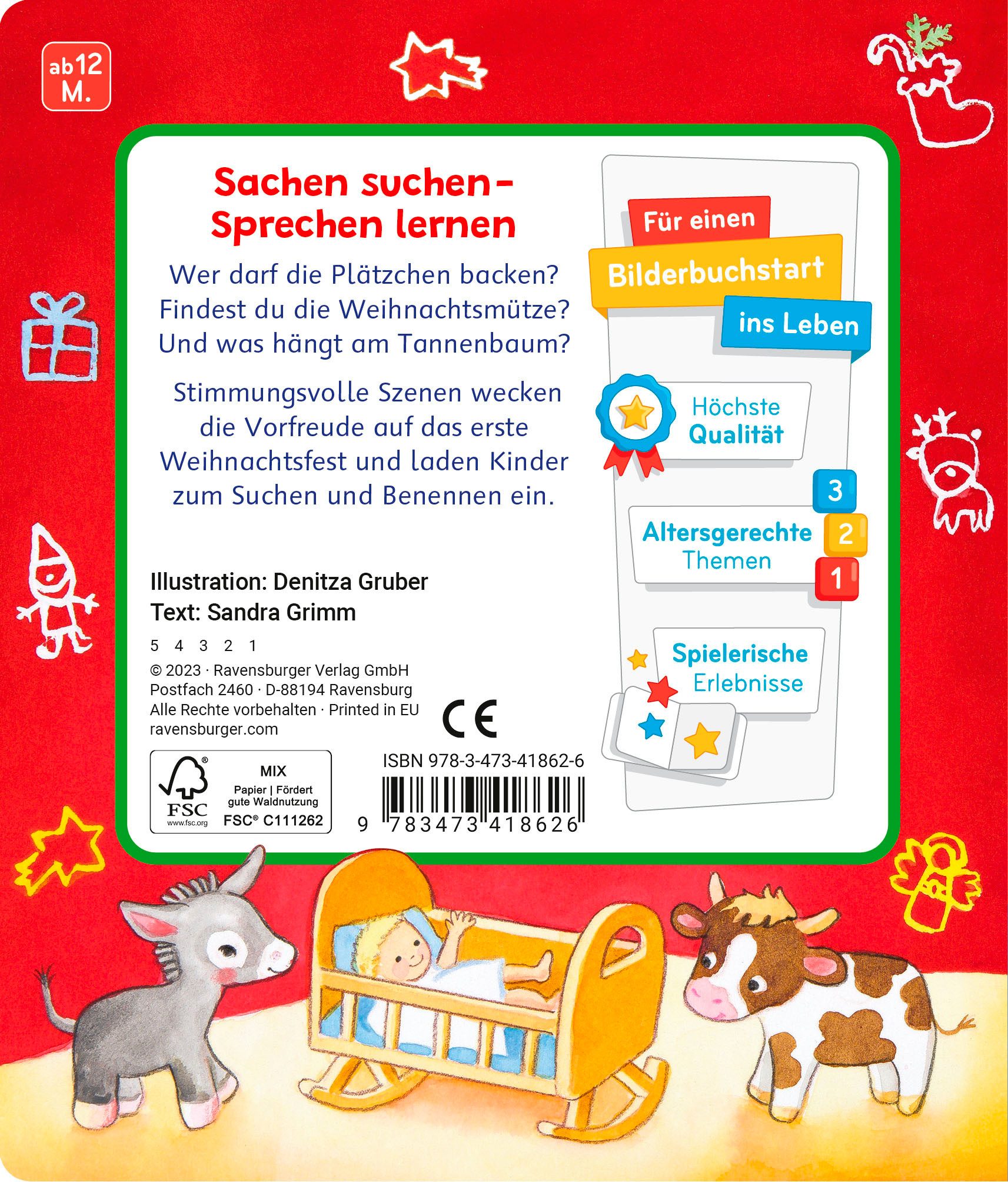 Ravensburger Kinderbuch Pappbilderbuch, Mein erstes Sachen suchen Frohe Weihnachten