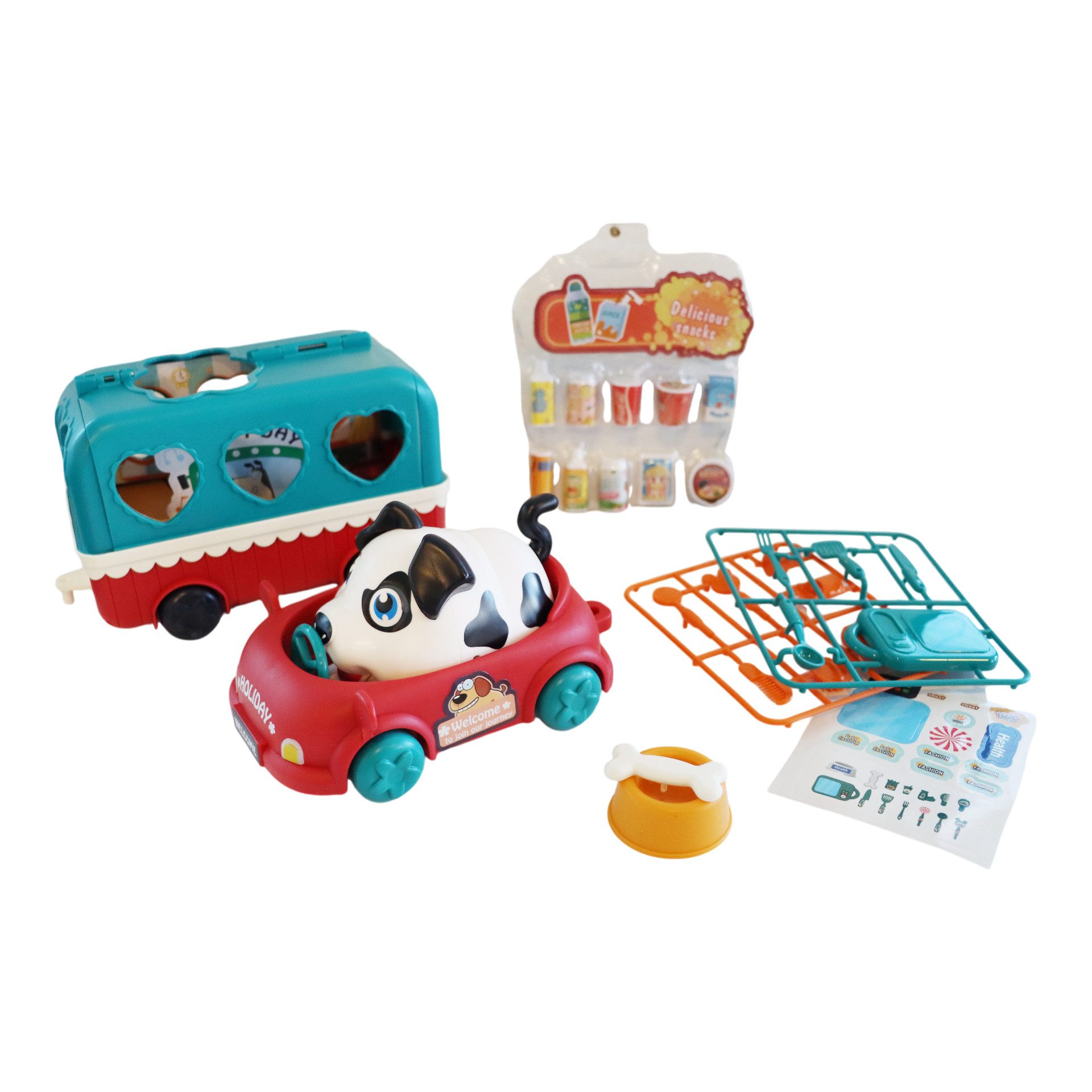 Lernspielzeug Ogi Mogi Toys Sprachgesteuerter Hund, Auto- und Snack-Wagen-Set