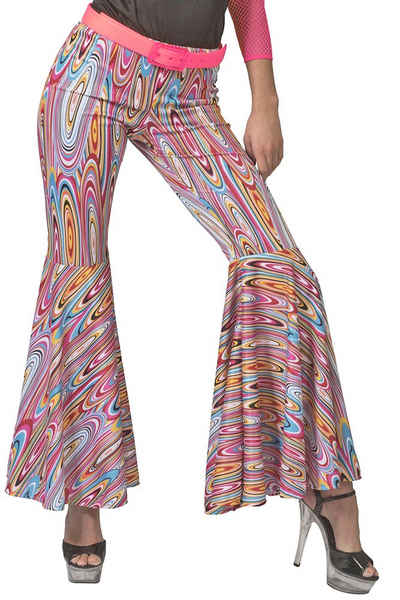 Funny Fashion Kostüm Hippie Schlaghose 'Striped' für Damen mit Kreisen