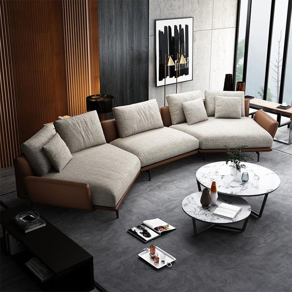 JVmoebel Ecksofa Ecksofa U-Form Stoff Couch Wohnlandschaft Garnitur Design