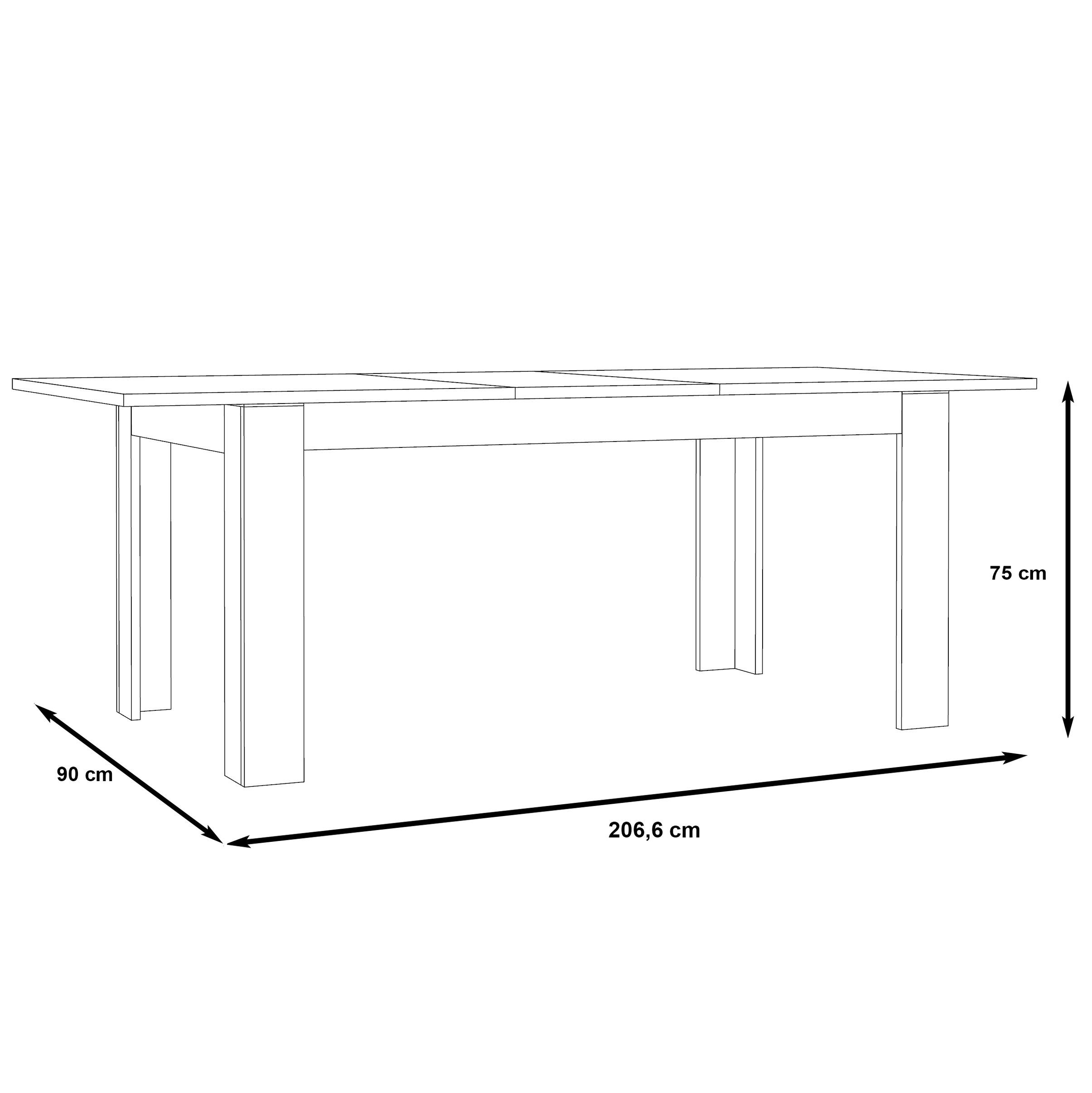 Newroom Esstisch Pouline, Weiß Modern Hochglanz und Ausziehbar Esstisch Nelson Eiche Tisch