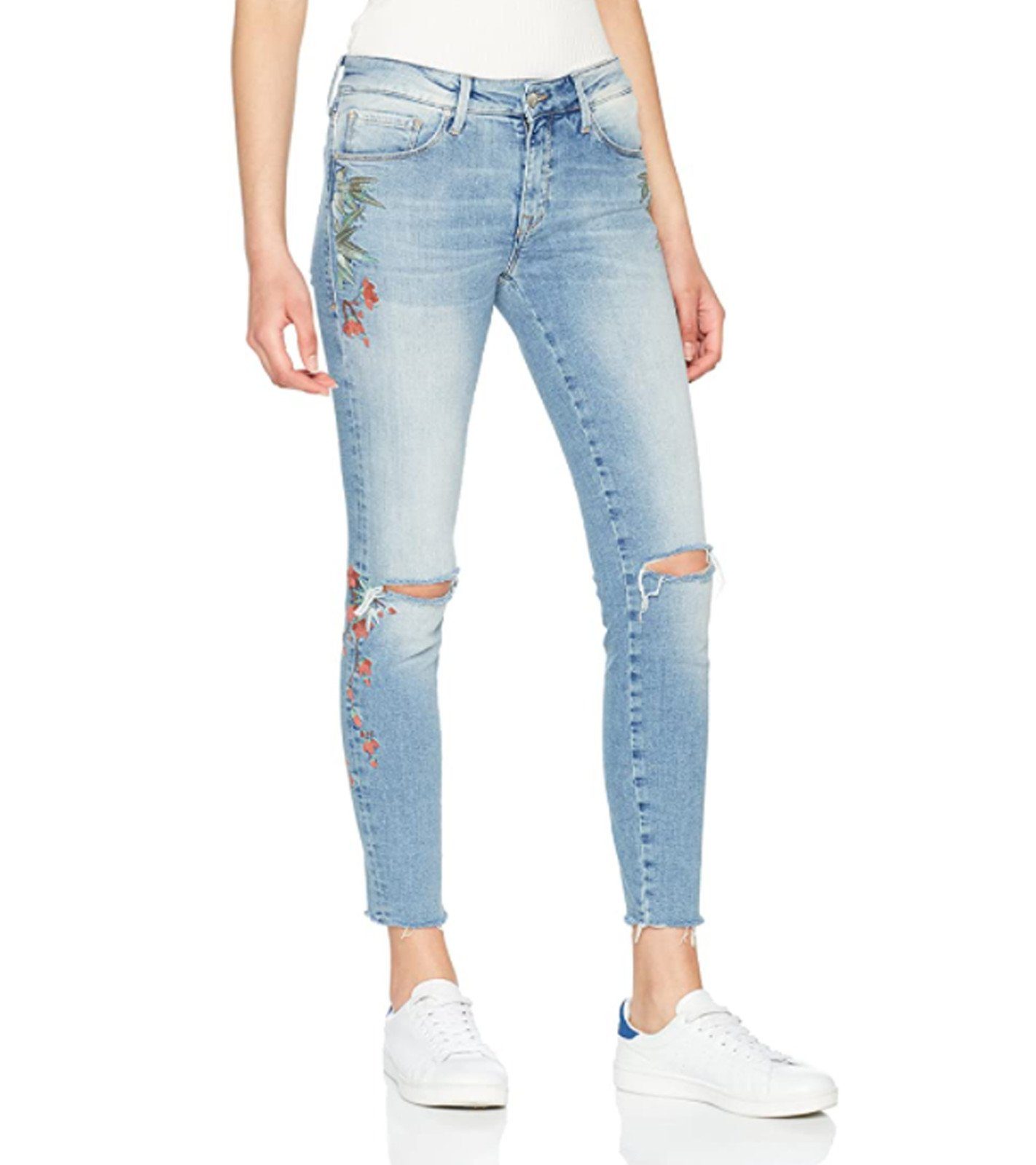 Mavi Regular-fit-Jeans »mavi Adriana Ankle-Jeans stylische Denim Hose für  Damen mit Schlitzen am Knie Freizeit-Hose Hellblau«