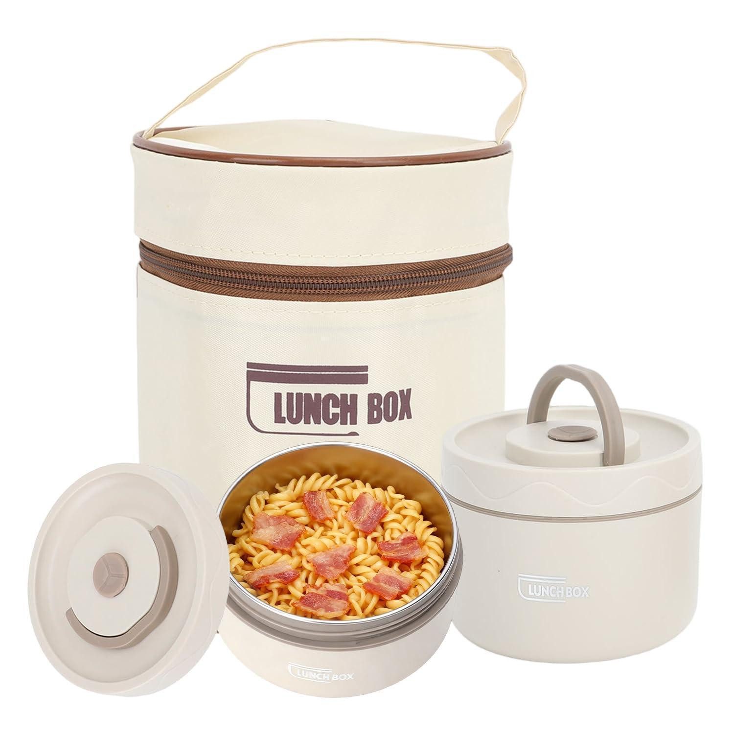 LuxusKollektion Lunchbox Thermobehälter Lunchbox 2er Set Mikro-Beige, Metall, (2-tlg)