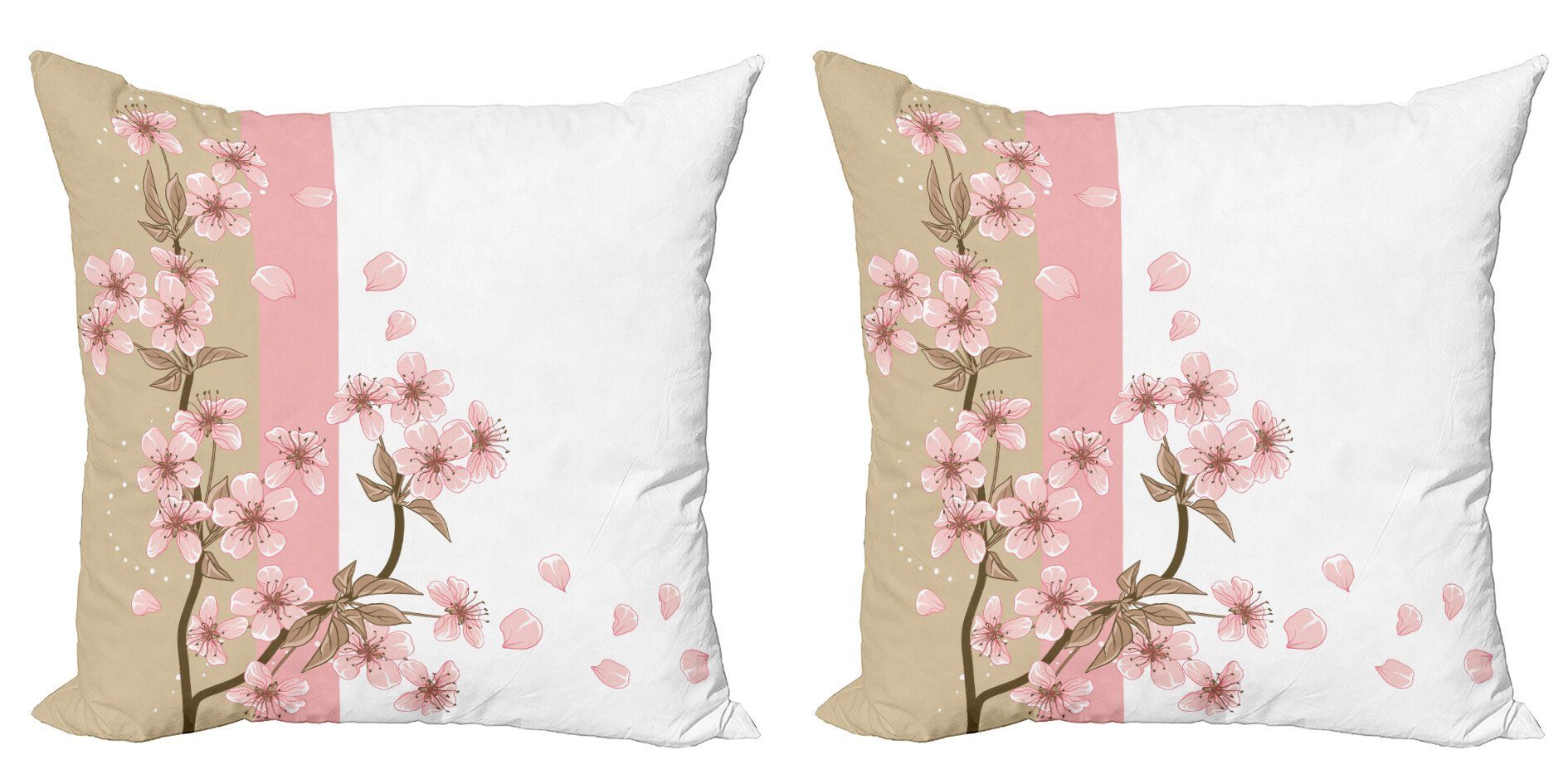 Kissenbezüge Modern Accent Doppelseitiger Digitaldruck, (2 Sakura-Blüten Romantische japanisch Stück), Abakuhaus