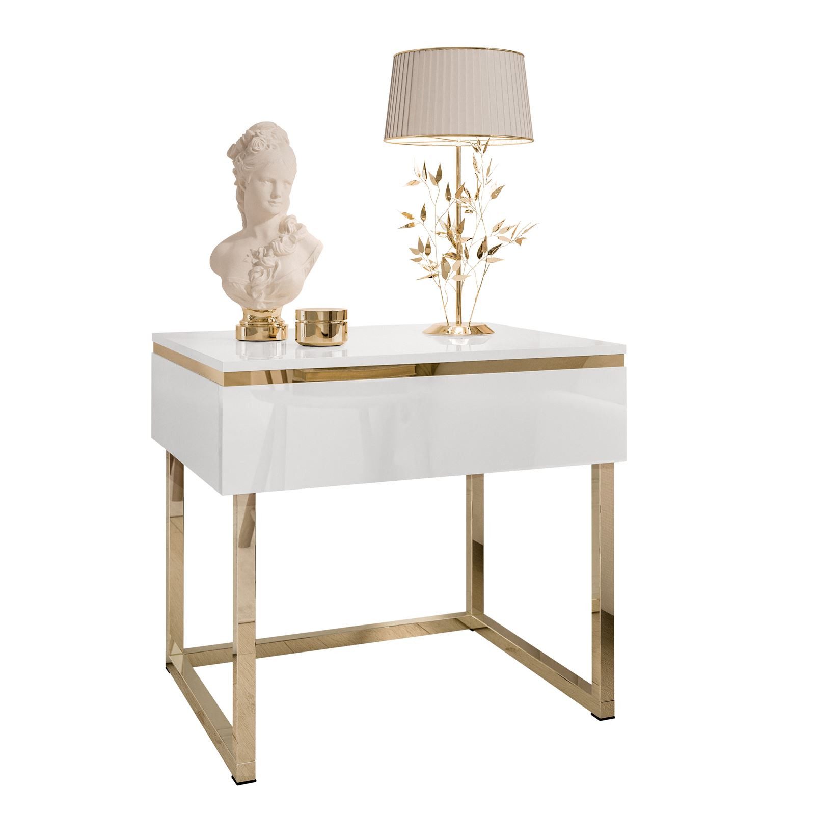 Lookway Nachttisch AURORA mit goldenem Gestell (x Nachttisch), Breite: 48 c günstig online kaufen