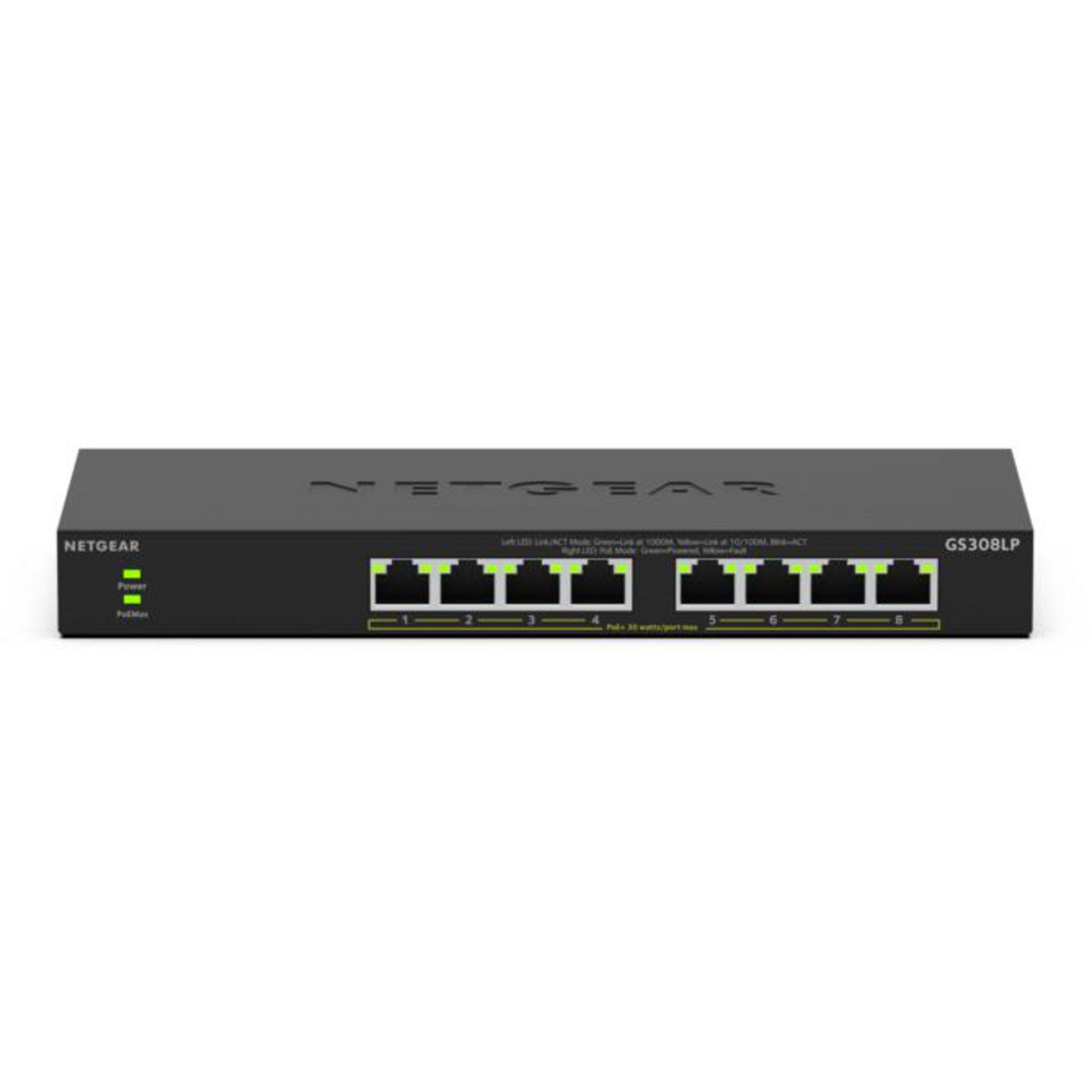 NETGEAR Netgear GS308LP, Switch, (PoE+-Switch mit 8 Netzwerk-Switch
