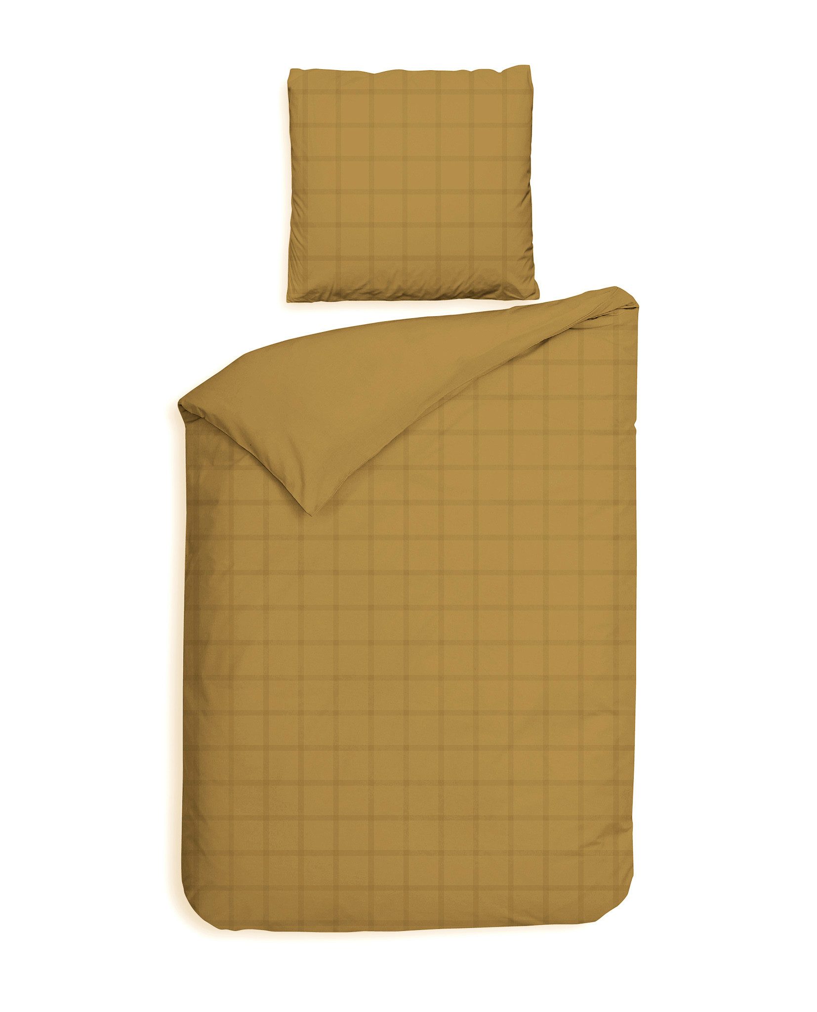 Heckett and Lane Bettwäsche Diamante Bettwäsche 155 Amber Gold 155x220 Amber-Gold, Mako Satin, 2 teilig, Bettwäsche 155x220 Baumwollbettwäsche Mako Satin