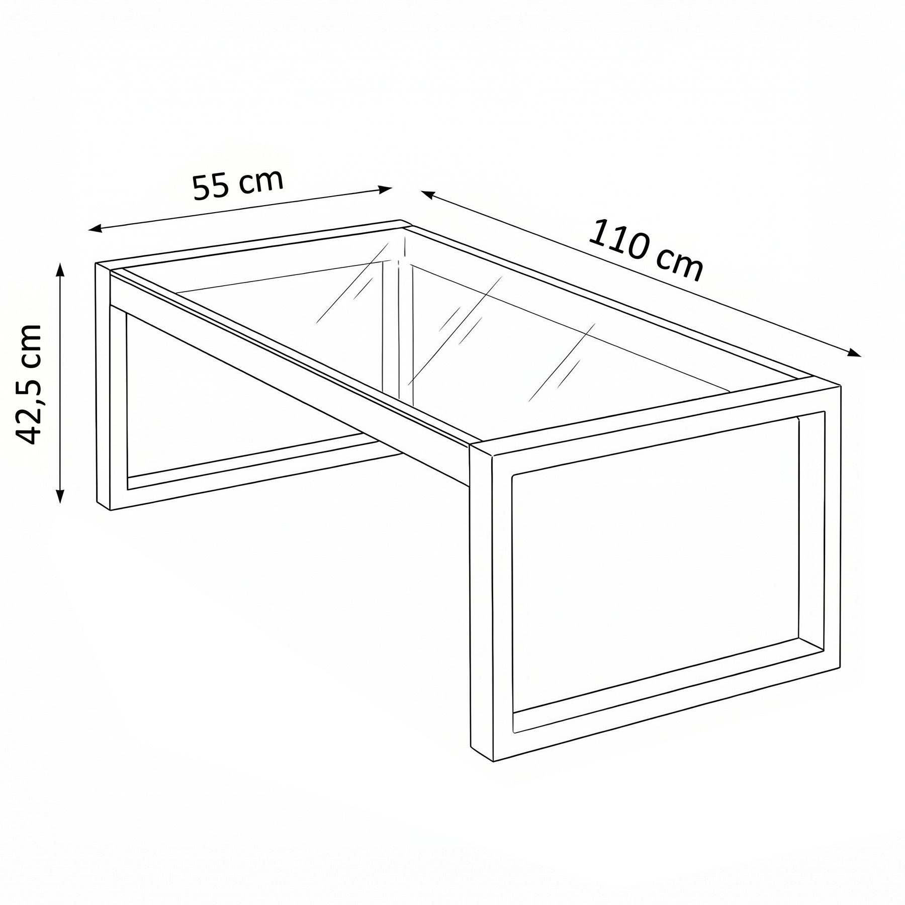 Beautysofa Gartentisch STELLA – Couchtisch für Garten und Terrasse (Tischplatte aus widerstandsfähigem gehärtetem Glas, pulverbeschichtetes Metallgestell), ein moderner, stilvoller schwarzer Gartentisch