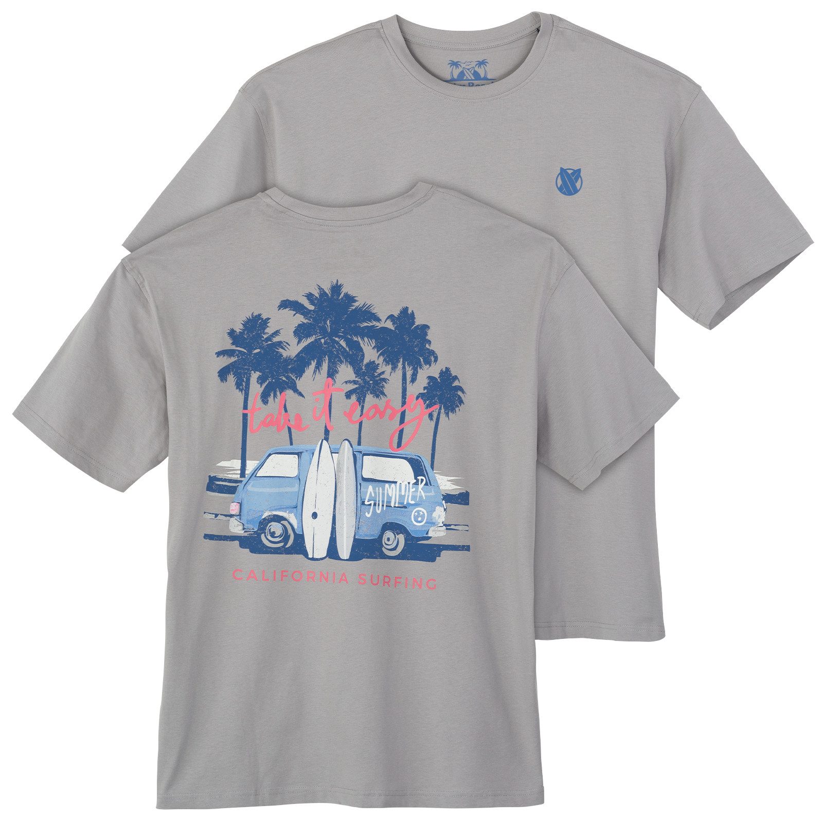 Calm Beach Print-Shirt Calm Beach Übergrößen grau Rückenprint Palme T-Shirt günstig online kaufen