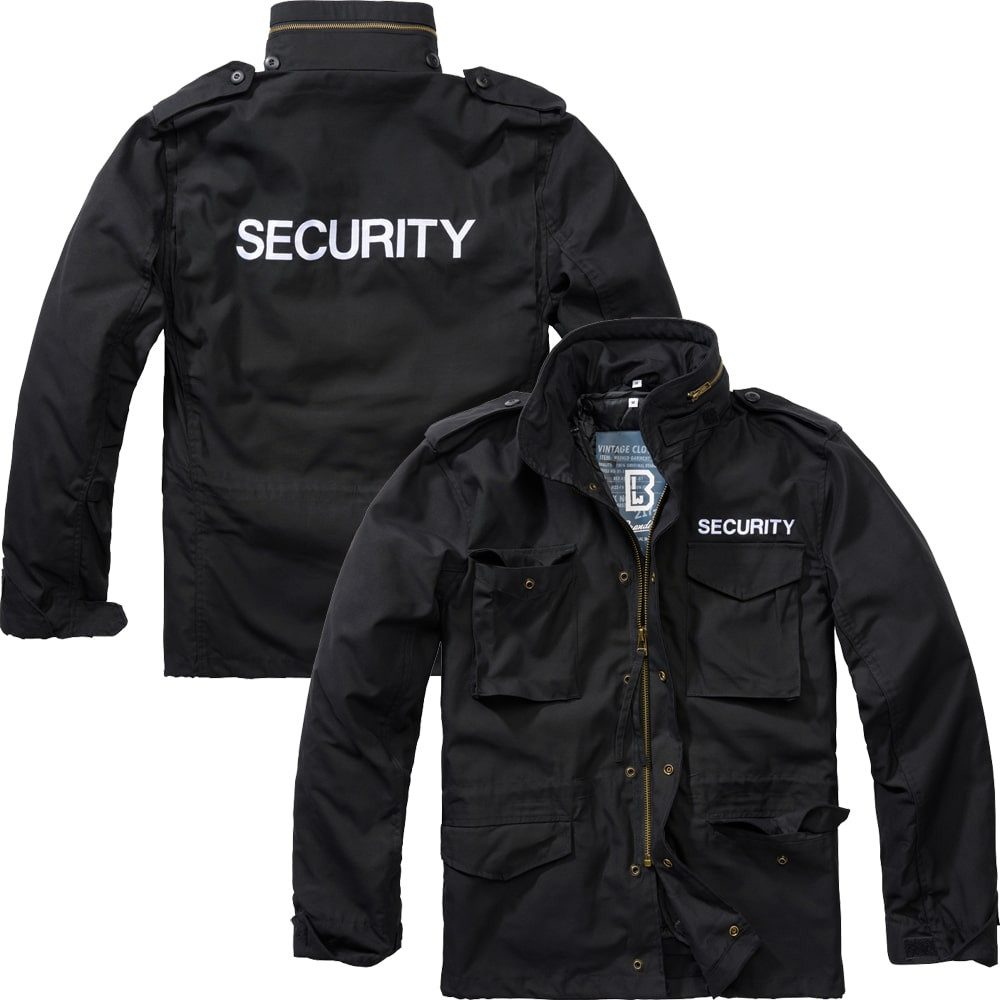 Brandit Outdoorjacke Brandit M65 Security Jacke Schwarz mit Aufschrift günstig online kaufen