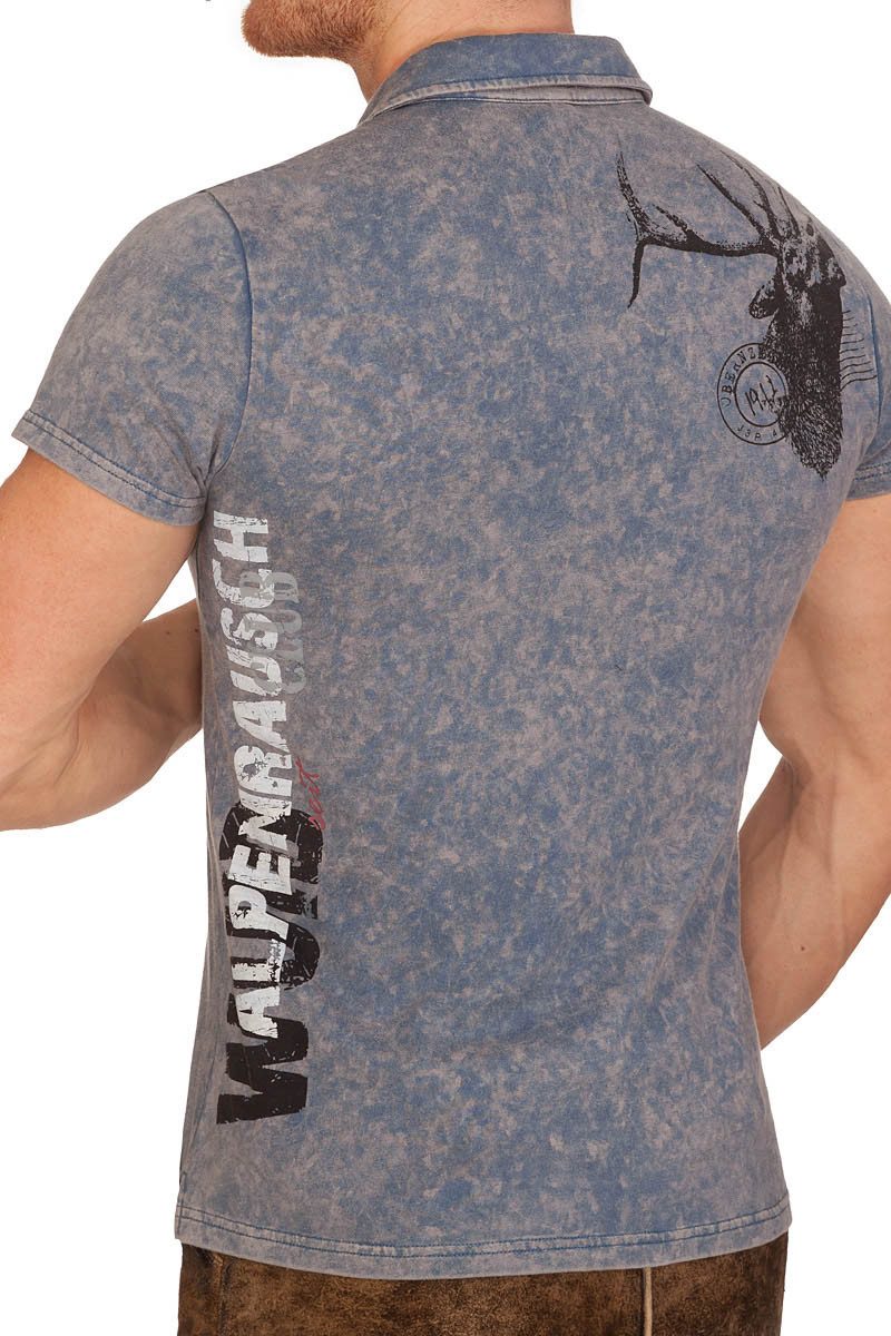 MarJo Trachtenshirt Trachtenshirt Herren - ALPENRAUSCH - blau, khaki