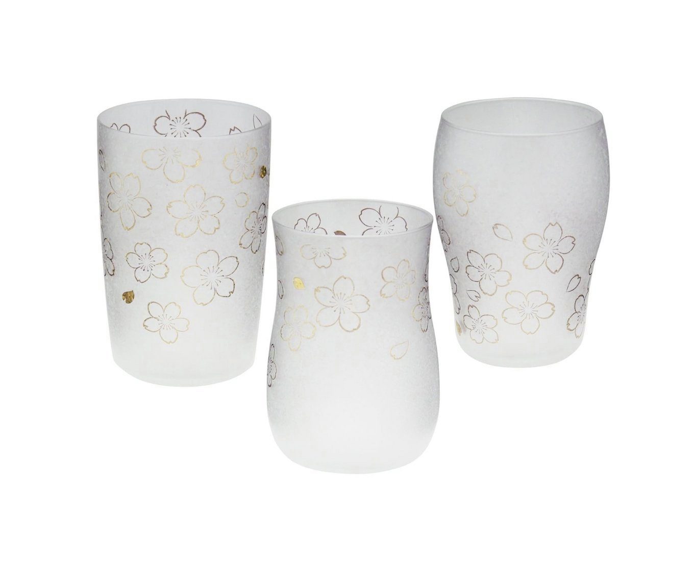 ISHIZUKA GLASS Bierglas Made in Japan 3 Arten Biergläser SAKURA in schöne Holzkiste, 2-tlg.