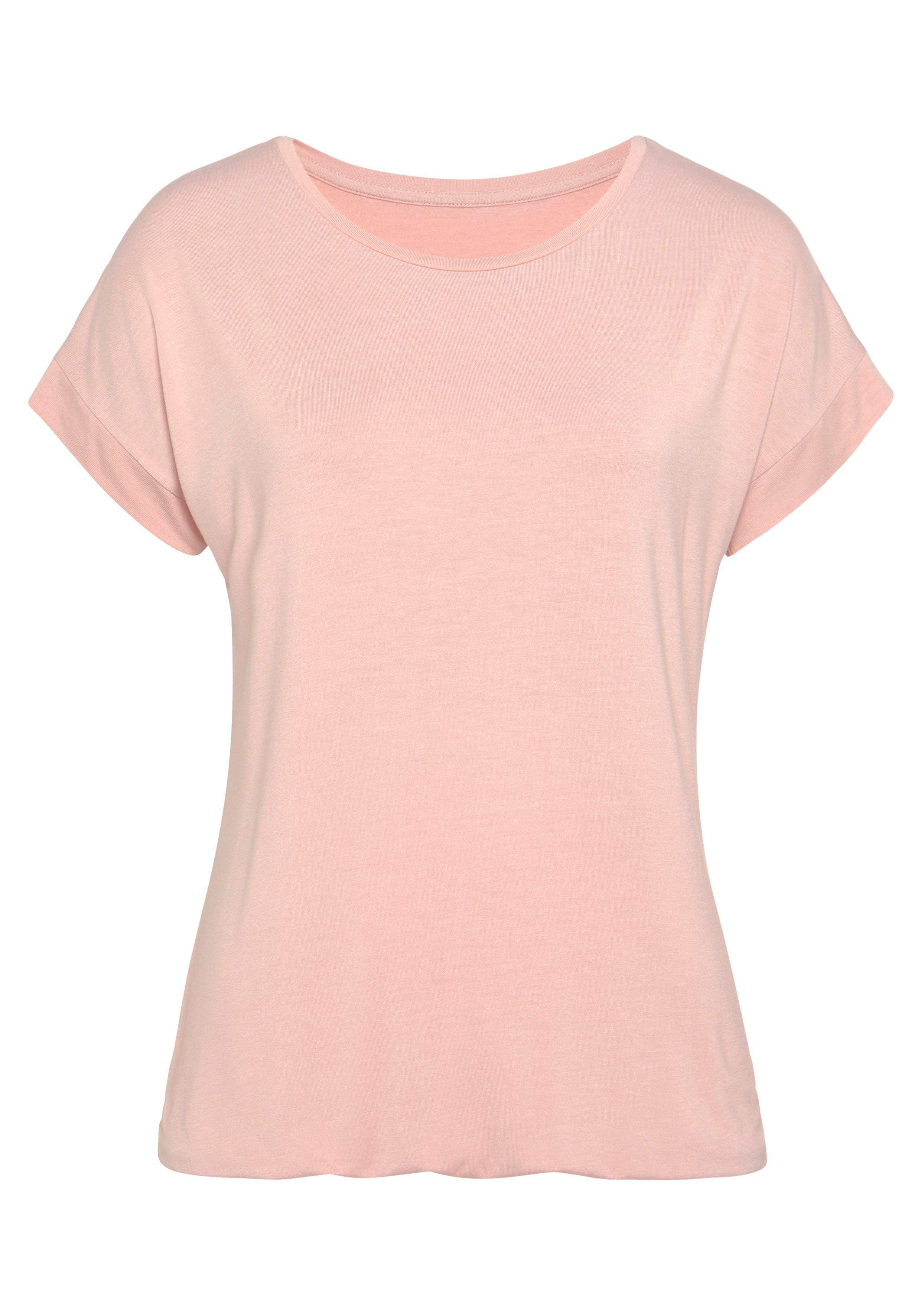 Vivance Kurzarmshirt "mit Gummizug im Bund", aus weichem Viskose-Stretch günstig online kaufen