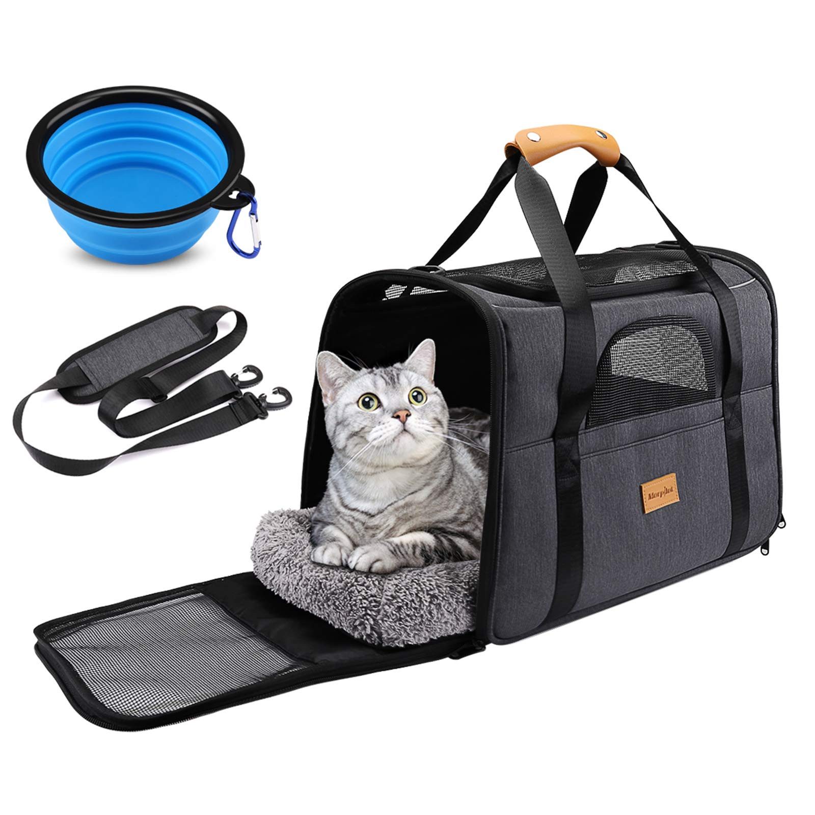 Kityhome Tiertransporttasche Faltbar Hundetransportbox, Katzenbox mit Schultergurt,Transporttasche bis 13 kg, (45*33*35cm),Faltbare Katzentransportbox