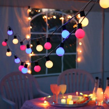 STAR TRADING LED-Lichterkette für Party Terrasse Balkon 20 bunte Kugeln 5,7m mit Haken pastelfarben, 20-flammig