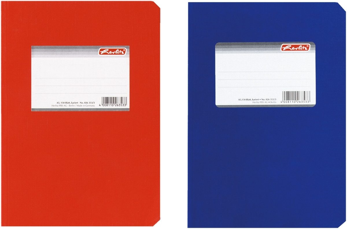 Herlitz Notizbuch Kladde A5 150 Blatt kariert Einband glänzend
