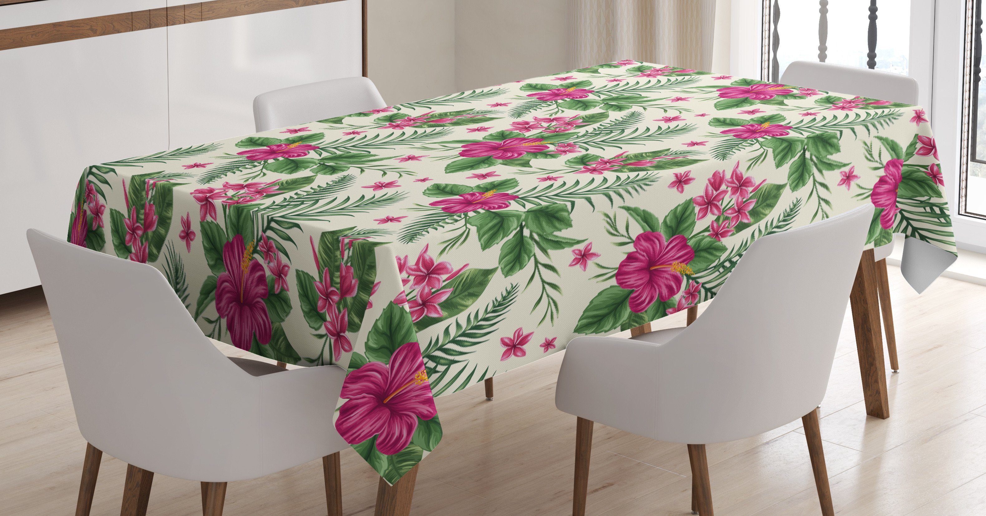 Abakuhaus Tischdecke Außen Farbfest Klare Bereich Farben, Plumeria den Waschbar Hibiscus Für geeignet Aquarell