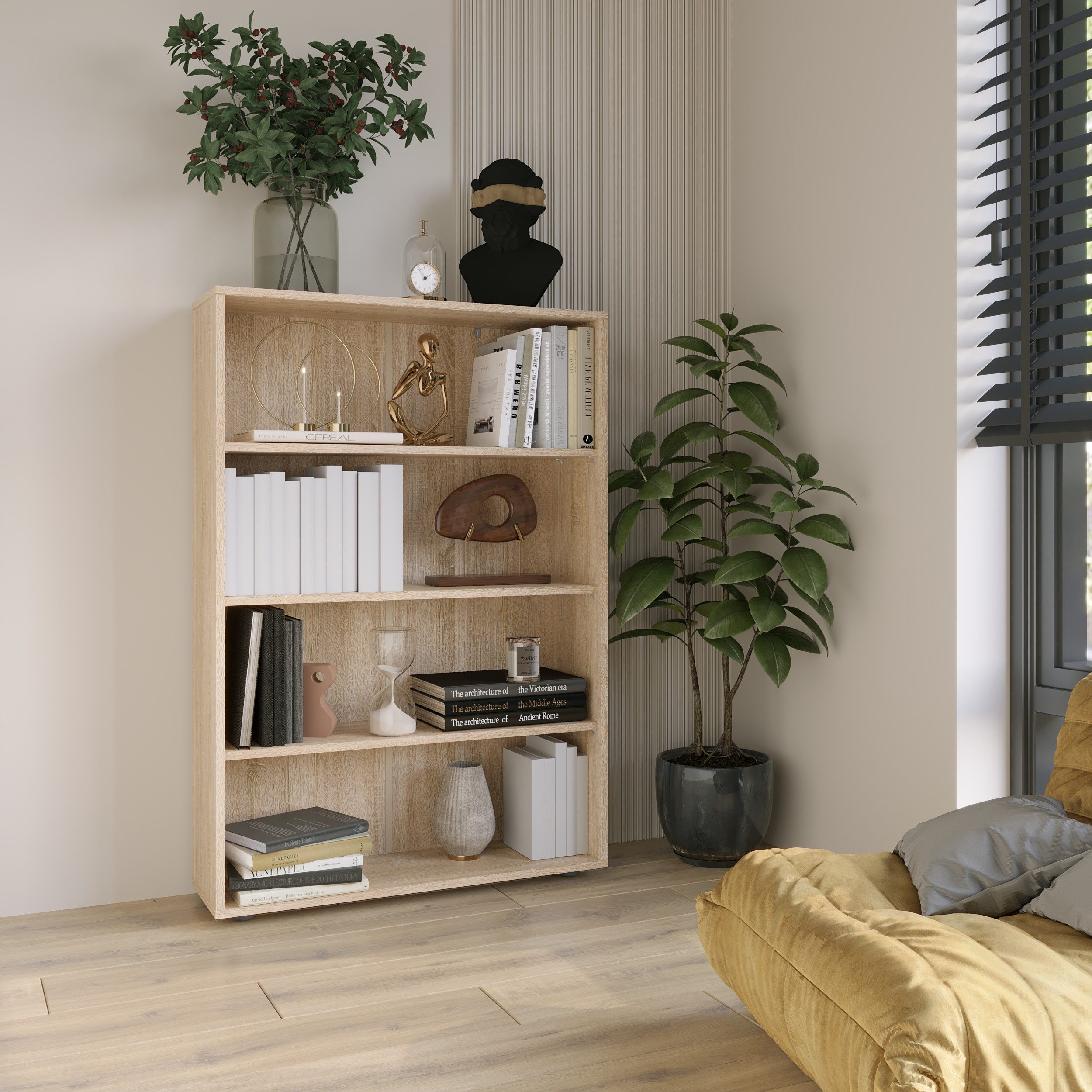 KOMTO Bücherregal Lumo 80 cm breit Regal mit 3, 4, 6 Ebenen und Höhenverste günstig online kaufen