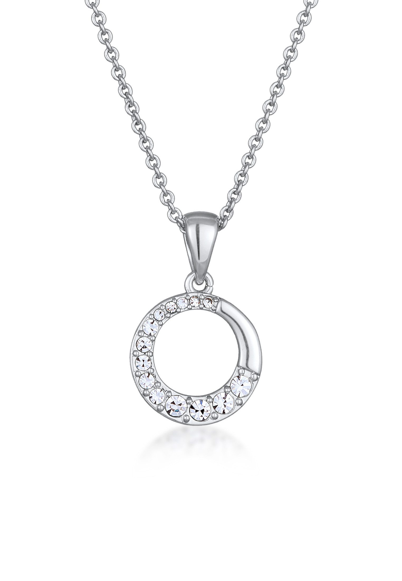 Elli Kette mit Anhänger Kreis Rund Kristalle, Kreis