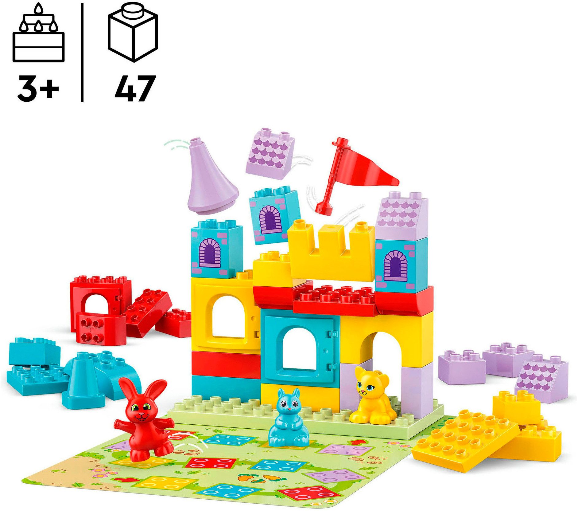 LEGO® Hopsys Burgspiel (10450), LEGO DUPLO Town Konstruktionsspielsteine, (47 St), Made in Europe – Bild 3 von 5