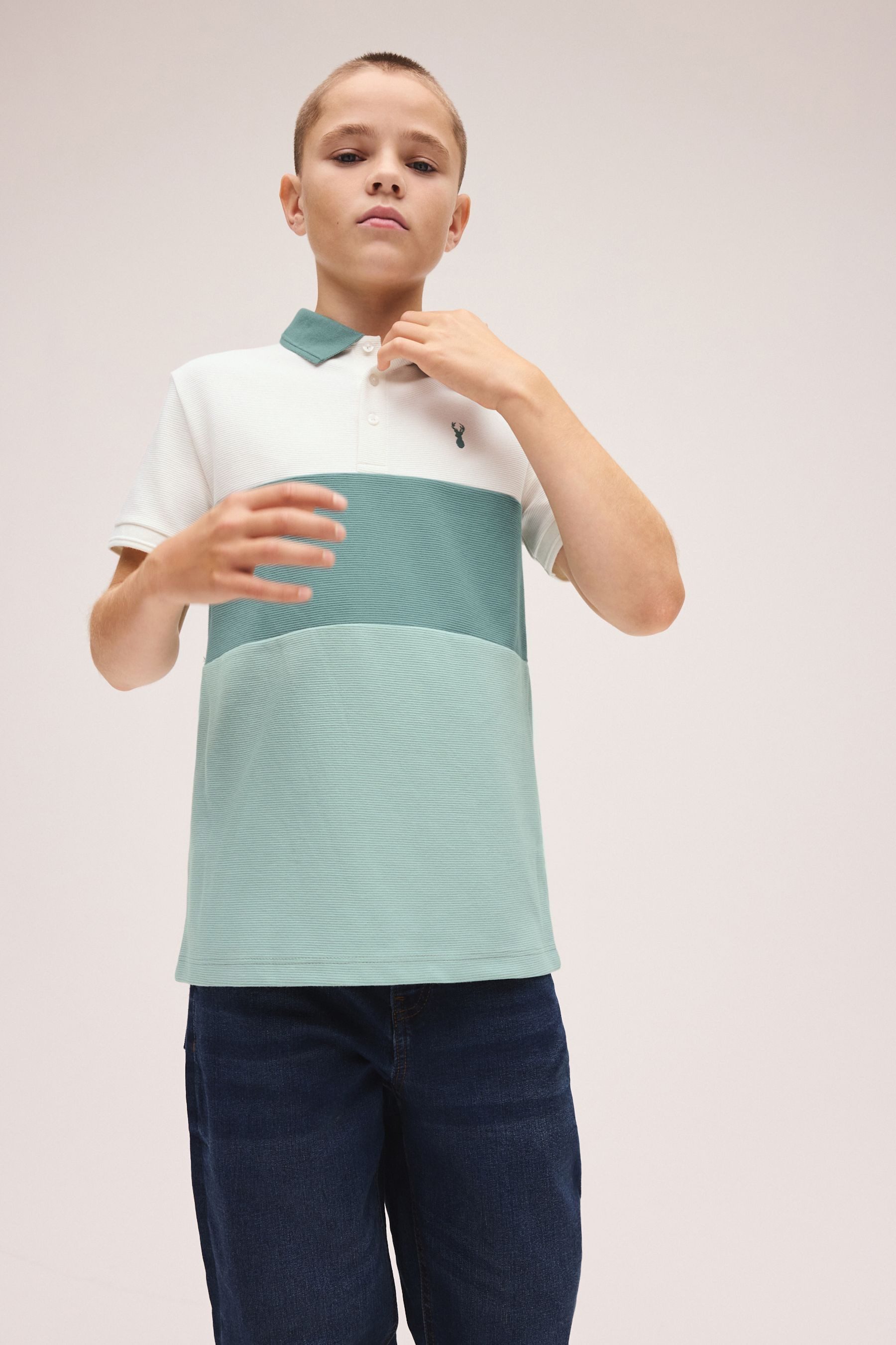 Next Poloshirt Strukturiertes Poloshirt mit Blockfarben (1-tlg)