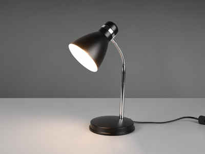 meineWunschleuchte LED Schreibtischlampe, LED wechselbar, Warmweiß, Arbeitsplatzleuchte & Leselampe Schwanenhalslampe Bett Schwarz, H 33cm