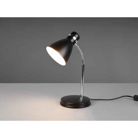 meineWunschleuchte LED Schreibtischlampe, LED wechselbar, Warmweiß, Arbeitsplatzleuchte & Leselampe Schwanenhalslampe Bett Schwarz, H 33cm