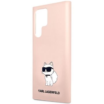 KARL LAGERFELD Handyhülle Case Samsung Galaxy S23 Ultra Silikon rosa Katze 6,8 Zoll, Kantenschutz