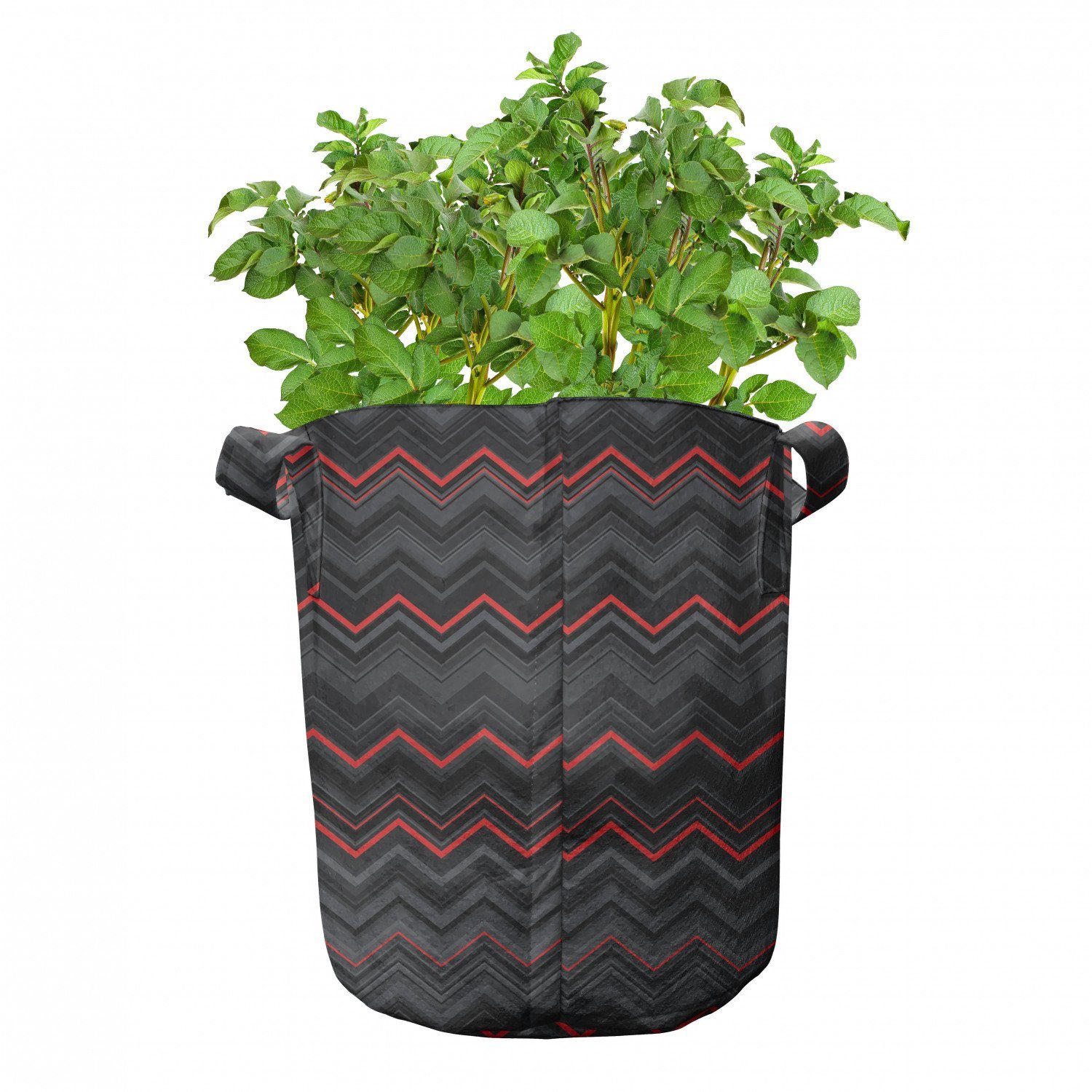 hochleistungsfähig Stofftöpfe Zick-Zack-Chevron grau, Theme Abakuhaus mit für Griffen Pflanzkübel Pflanzen, Rot,
