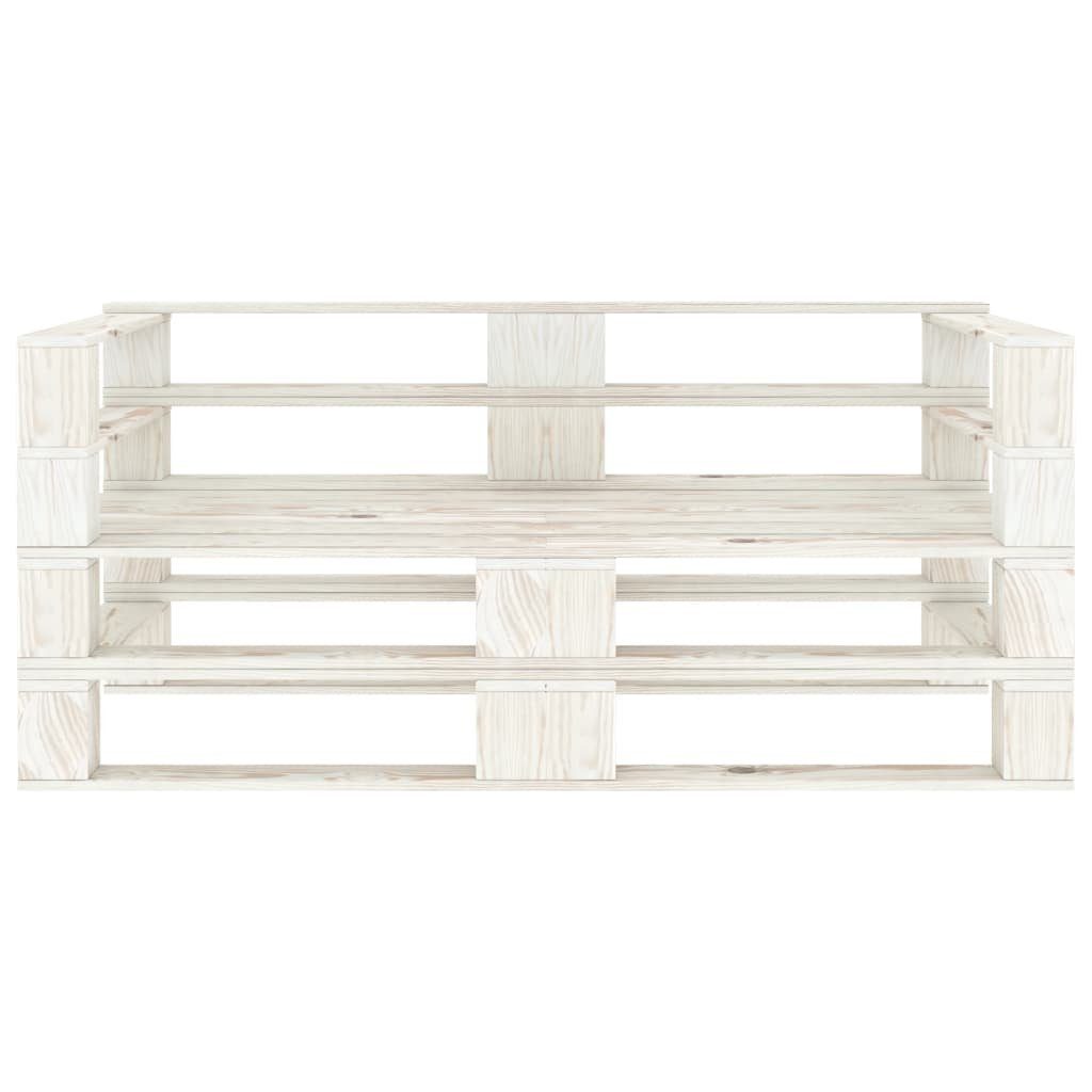 no cushion Garten-Palettensofa Loungesofa vidaXL Holz, Teile Weiß 1 2-Sitzer Weiß