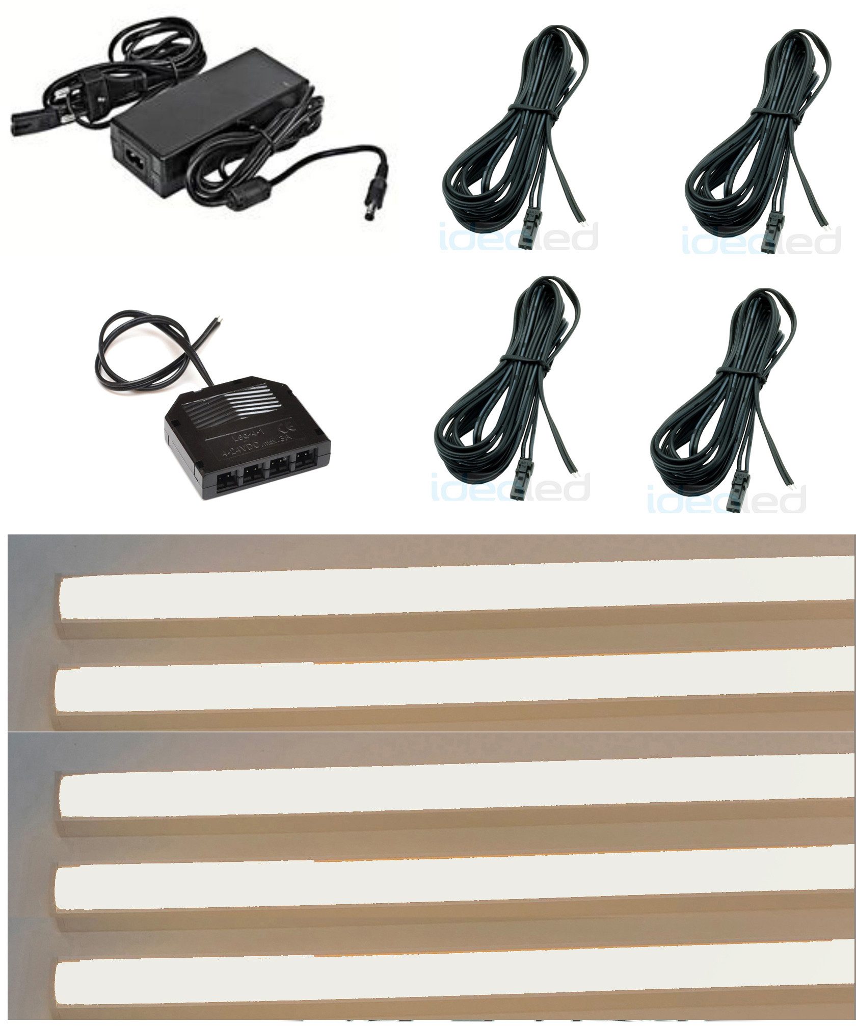 XENON LED Dekolicht 3373 LED Regal Beleuchtung kalt weiß 5 x 75 cm inclusive Netzteil, Xenon / Kalt Weiß