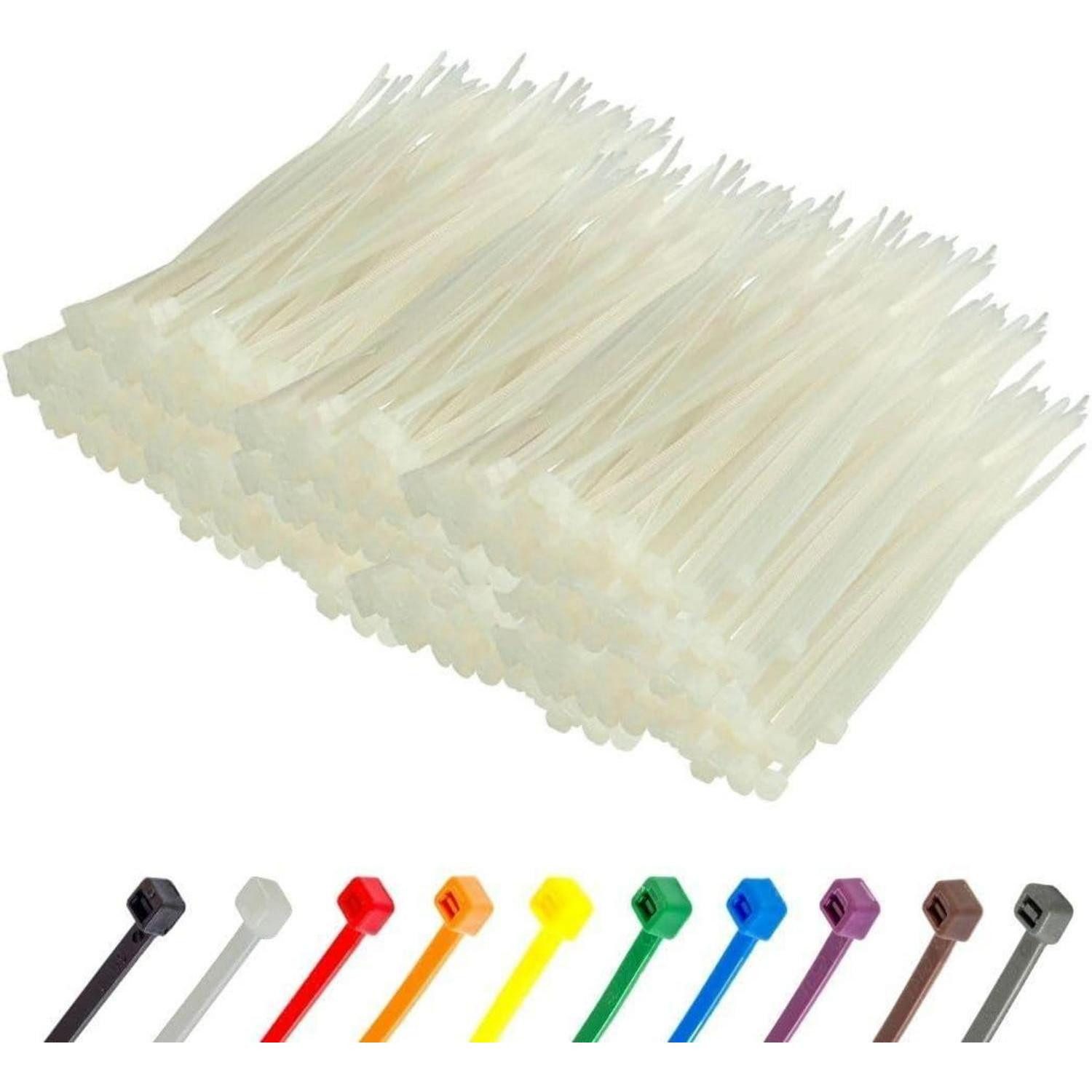 LuxusKollektion Kabelbinder Kabelbinder 1000 Stück Transparent UV 200 mm x 2,5 mm Weiß Naturfarben (1000-St)