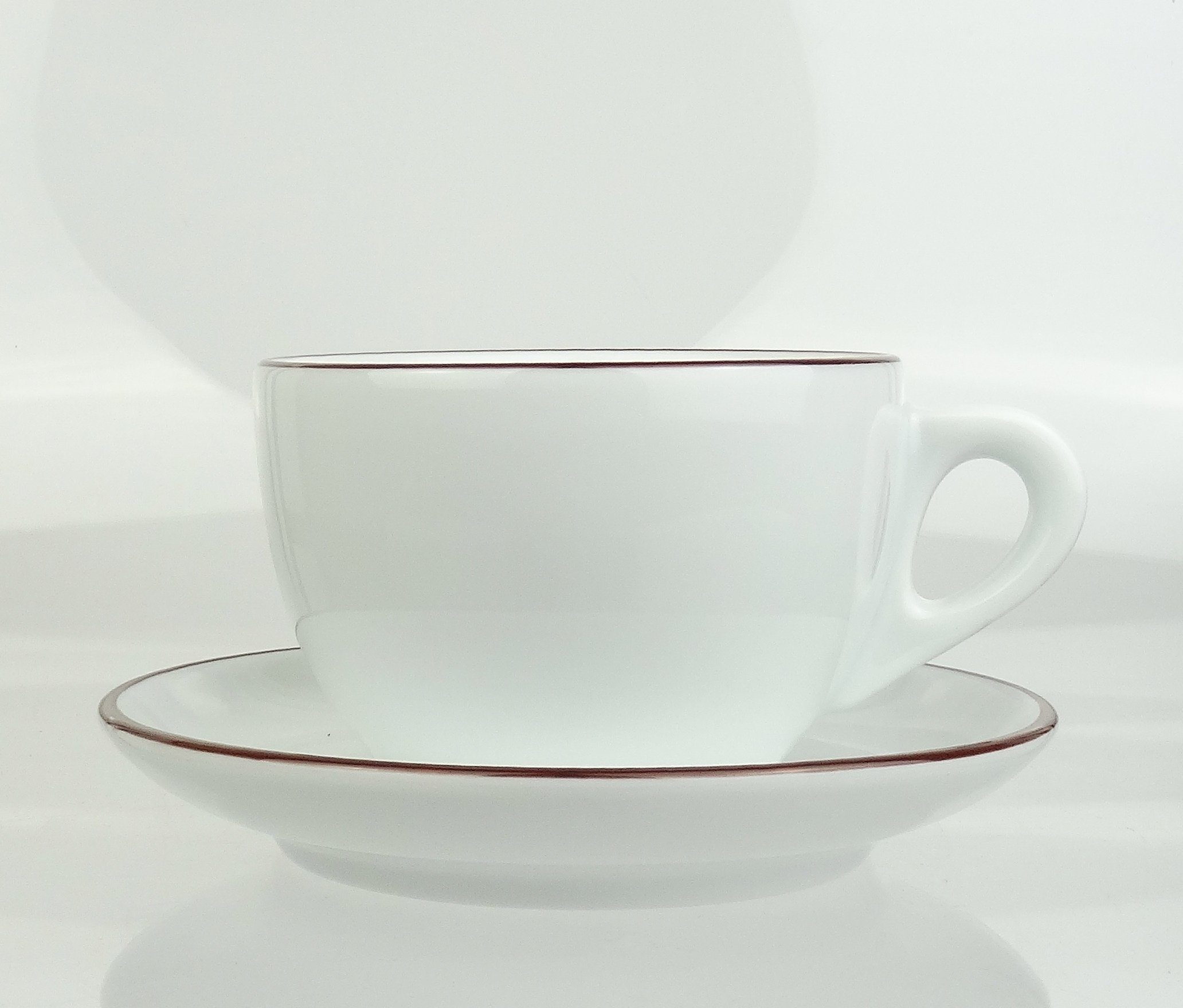 Ancap Cappuccinotasse dickwandig, brauner Rand, Made in Italy, 2-tlg., Porzellan, 2-teilig