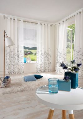 Gardine Yalinga, my home, Ösen (1 St), halbtransparent, Vorhang, Fertiggardine, transparent
