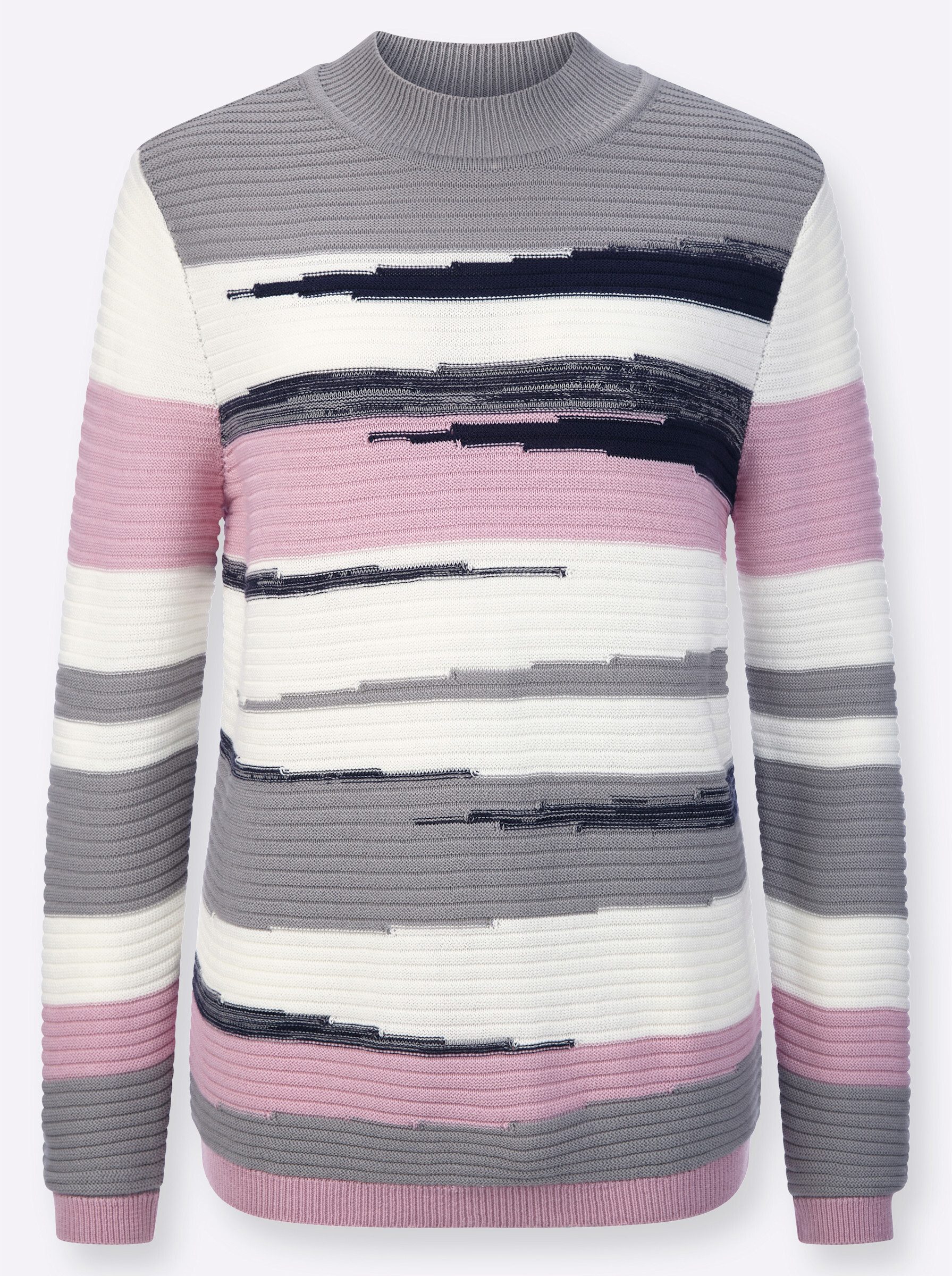 Witt Strickpullover Stehkragen-Pullover Langarm Intarsien