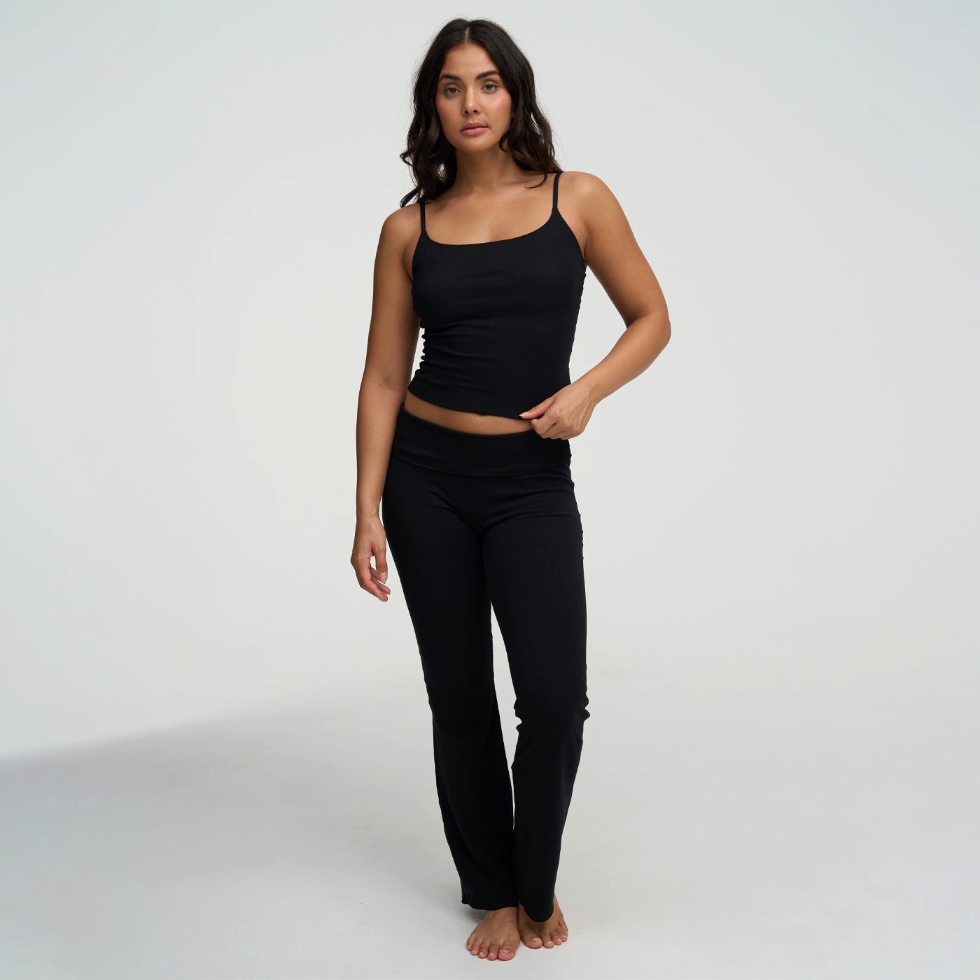 Creamy Fabrics Hausanzug Cotton Cami-Top-Schwarz-XS (1 tlg)