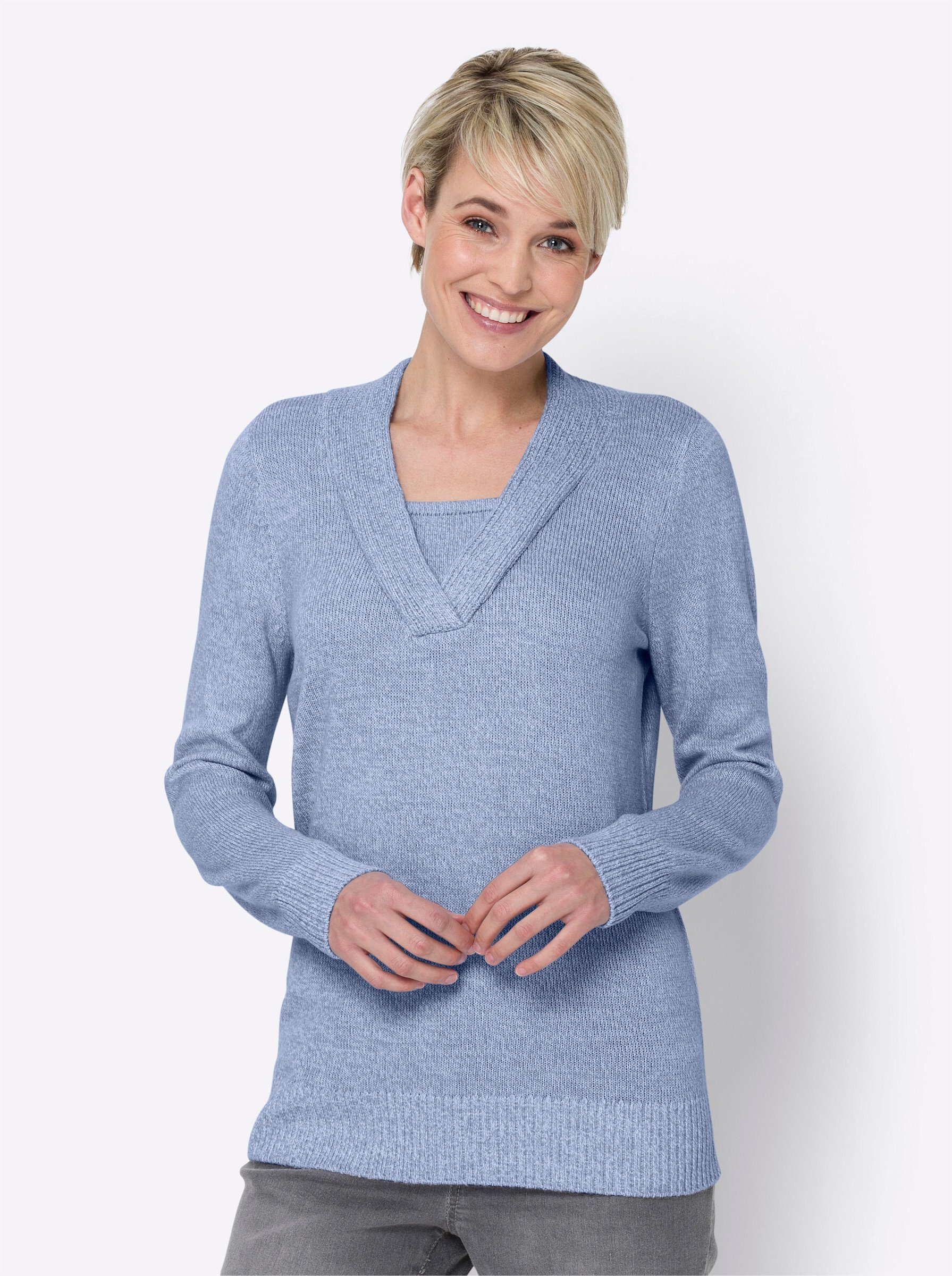 Sieh an! Strickpullover 2-in-1-Pullover günstig online kaufen