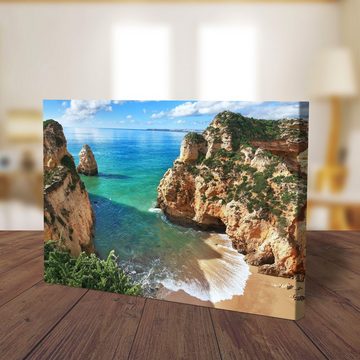 wandmotiv24 Leinwandbild Schöne Aussicht auf die Küste von Portugal, Landschaft (1 St), Wandbild, Wanddeko, Leinwandbilder in versch. Größen