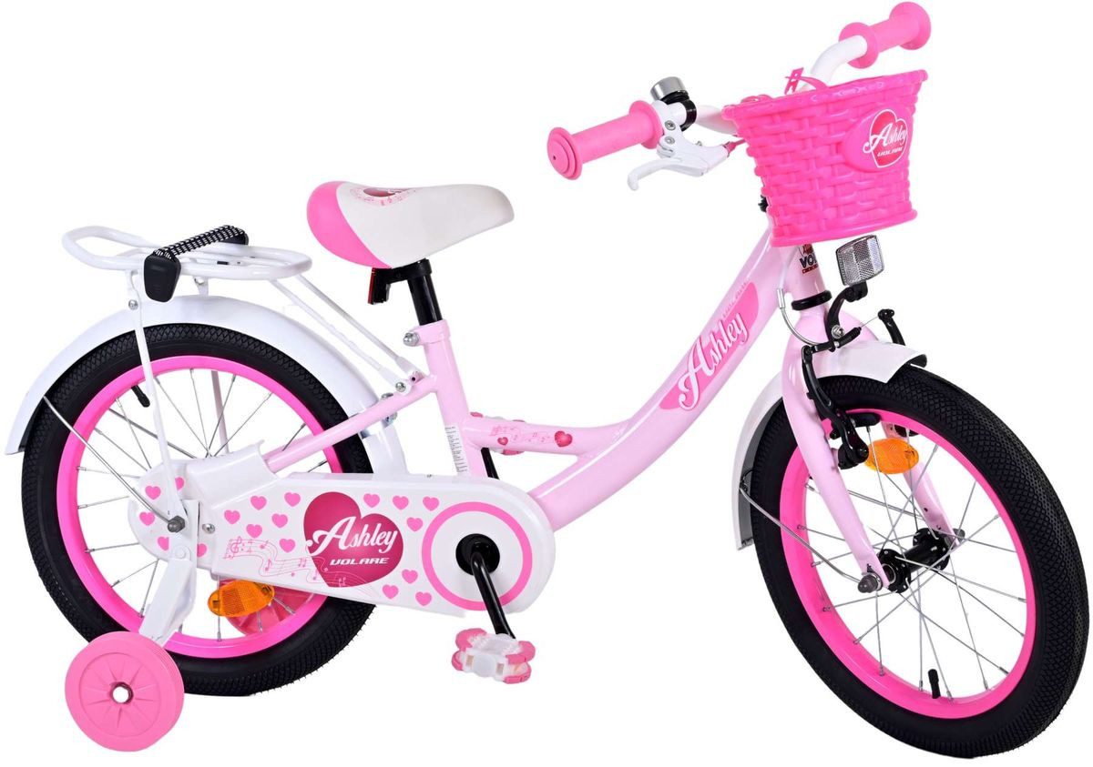 T&Y Trade Kinderfahrrad 16 Zoll Kinder Mädchen Fahrrad Mädchenfahrrad Rad Bike Ashley 31632, 1 Gang, Rücktrittbremse, Gepäckträger, Stützräder, Korb,Seitenständer