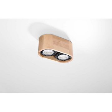 etc-shop Deckenstrahler, Leuchtmittel nicht inklusive, Deckenleuchte Deckenlampe 2-flammig Holz L 25 cm Wohnzimmer