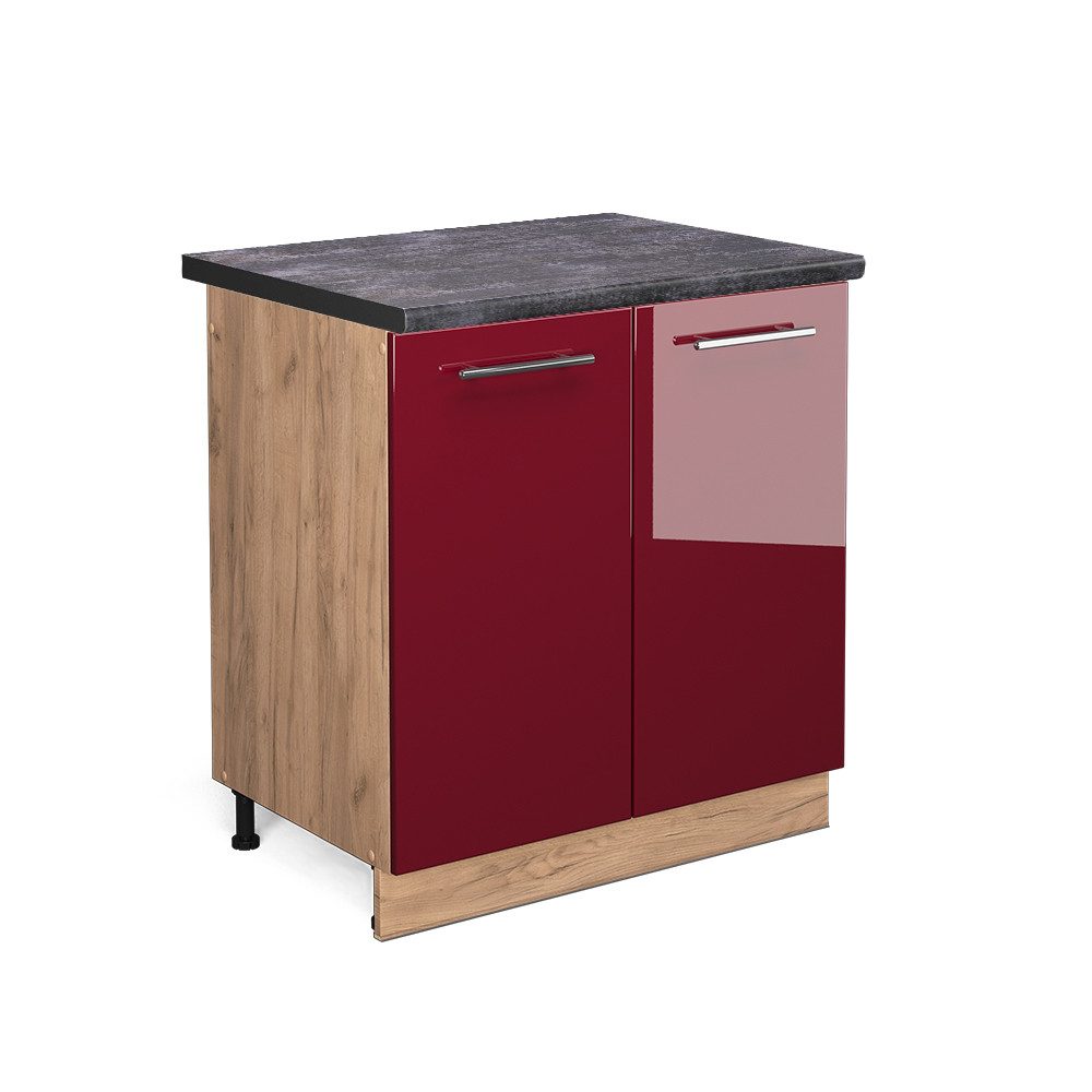 Vicco Spülenunterschrank Fame-Line, Bordeaux Hochglanz/Goldkraft Eiche, günstig online kaufen