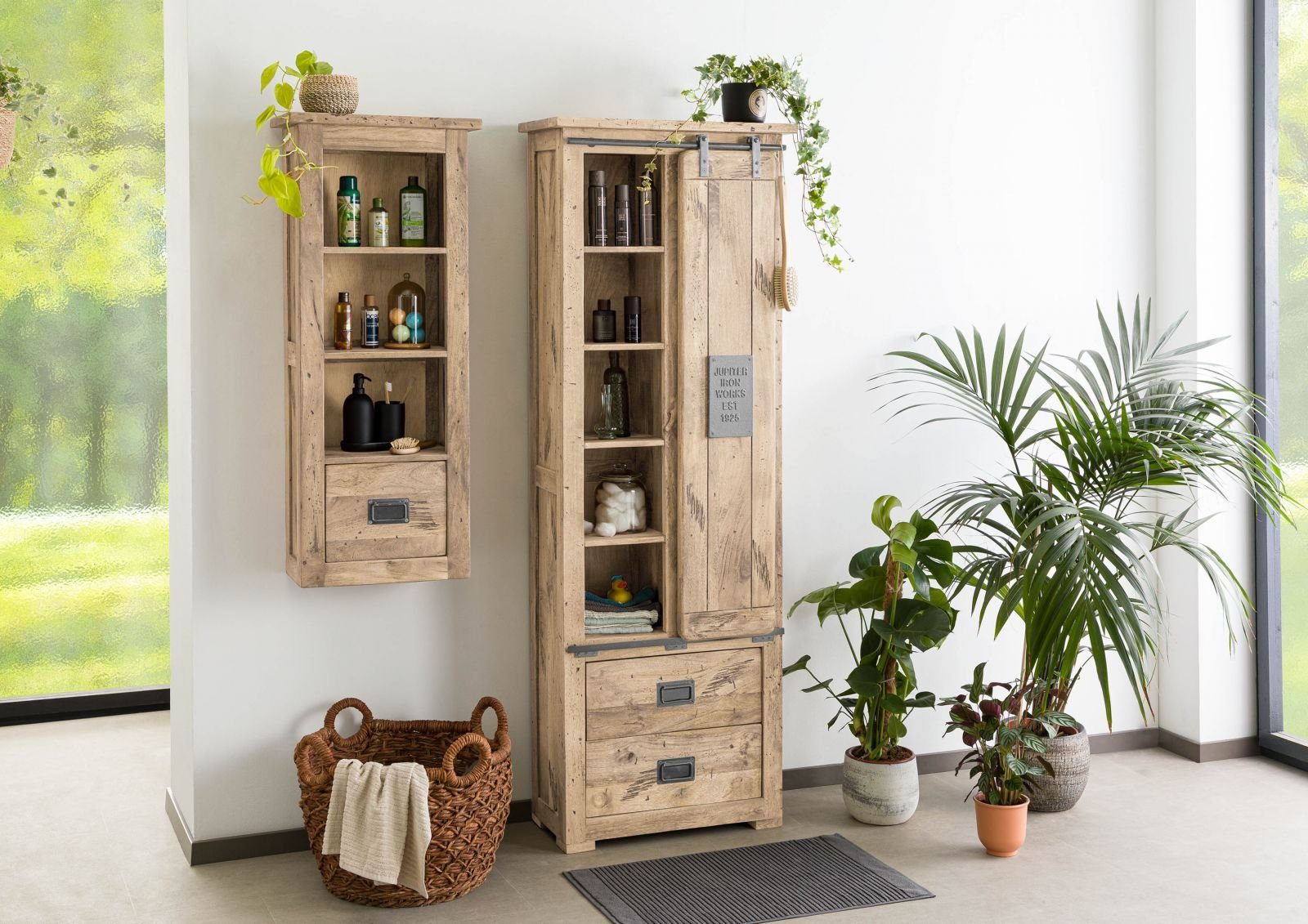 Massivmoebel24 Dreh-/Schwebetürenschrank #384 (Schrank Mango 70x35x195 günstig online kaufen