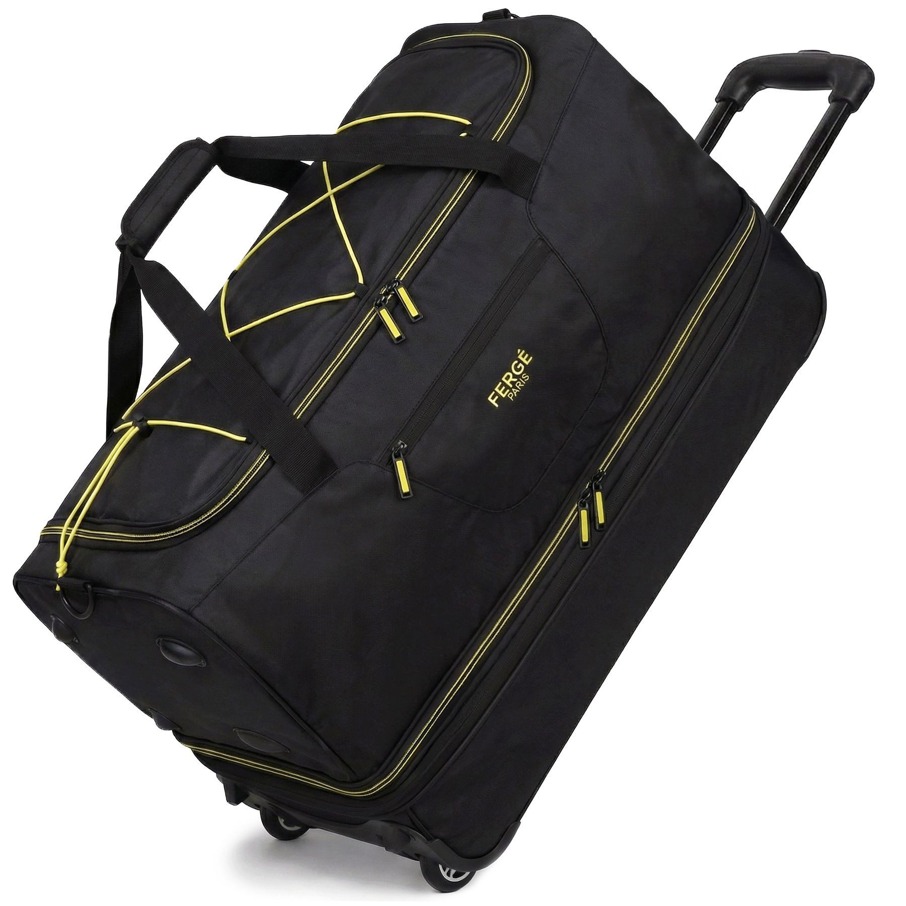 FERGÉ Reisetasche mit Rollen & extra Schuhfach, groß, Handgepäck, Tragetasche aus Nylon, Erweiterbare Reisetasche, Handgepäck / XL, Schuhfach & Außenfächer
