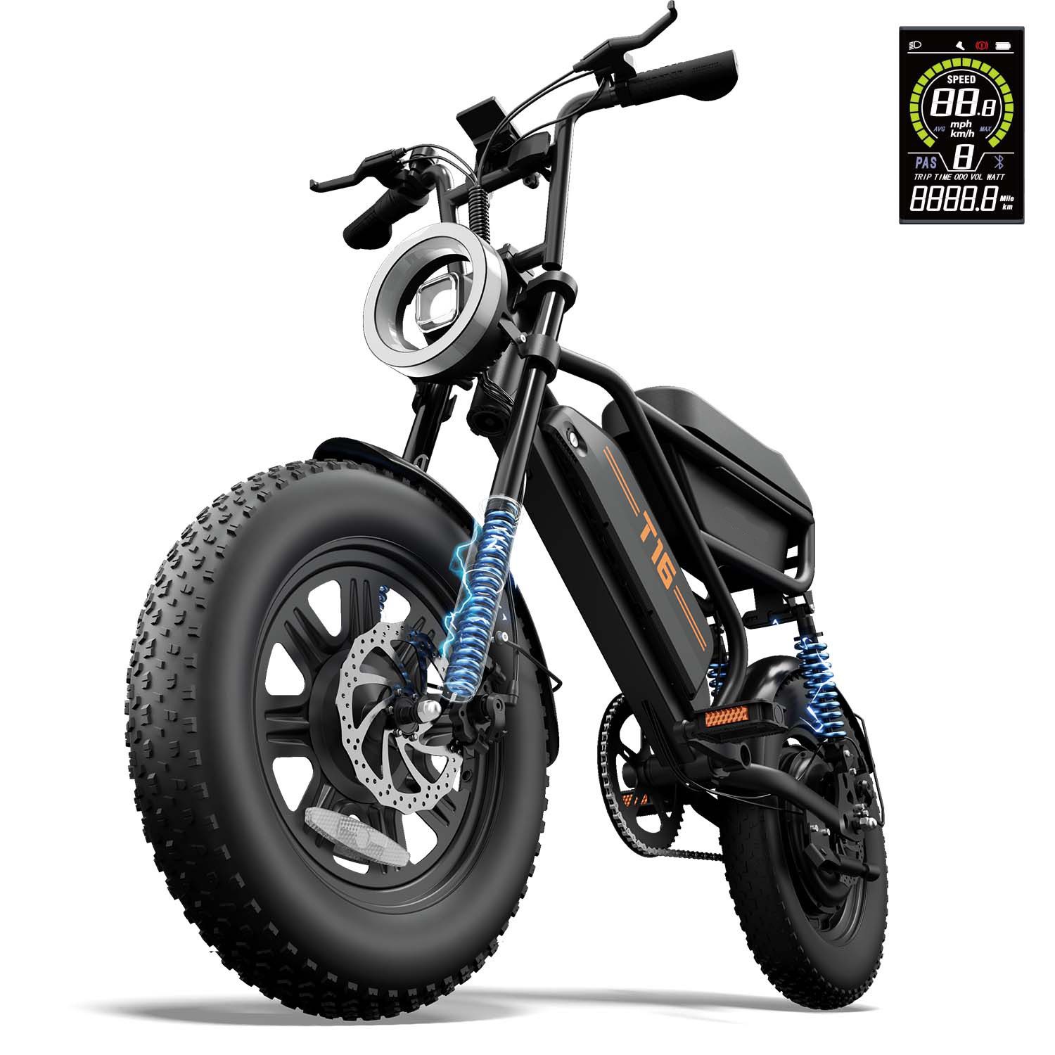 URLIFE E-Bike 16" Fat E-Bike, 48V 13Ah Akku bis 100km, 250W Motor 68Nm